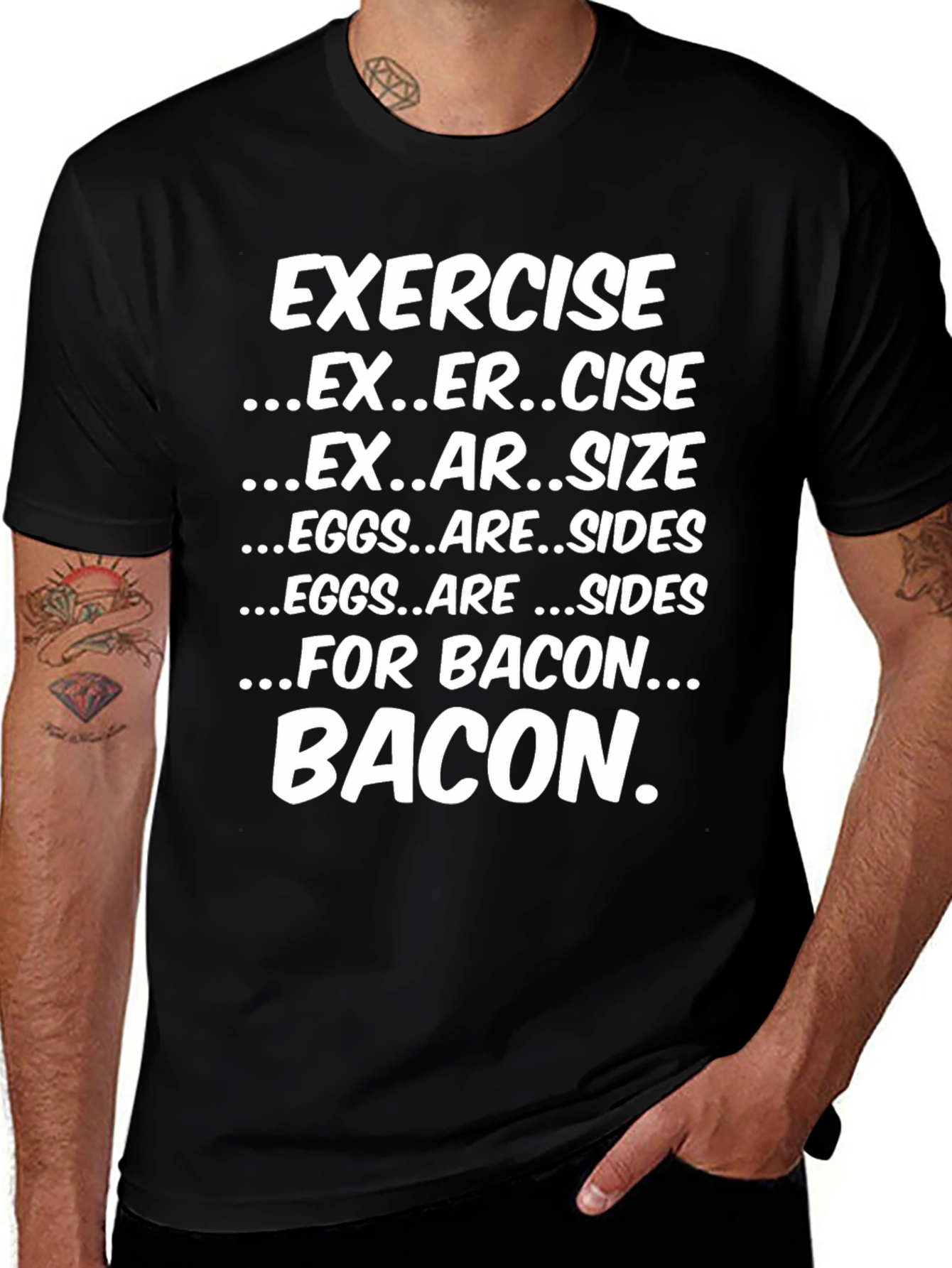 Variant 11 of Funny Exercise Bacon T-Shirt - Foodie Tee