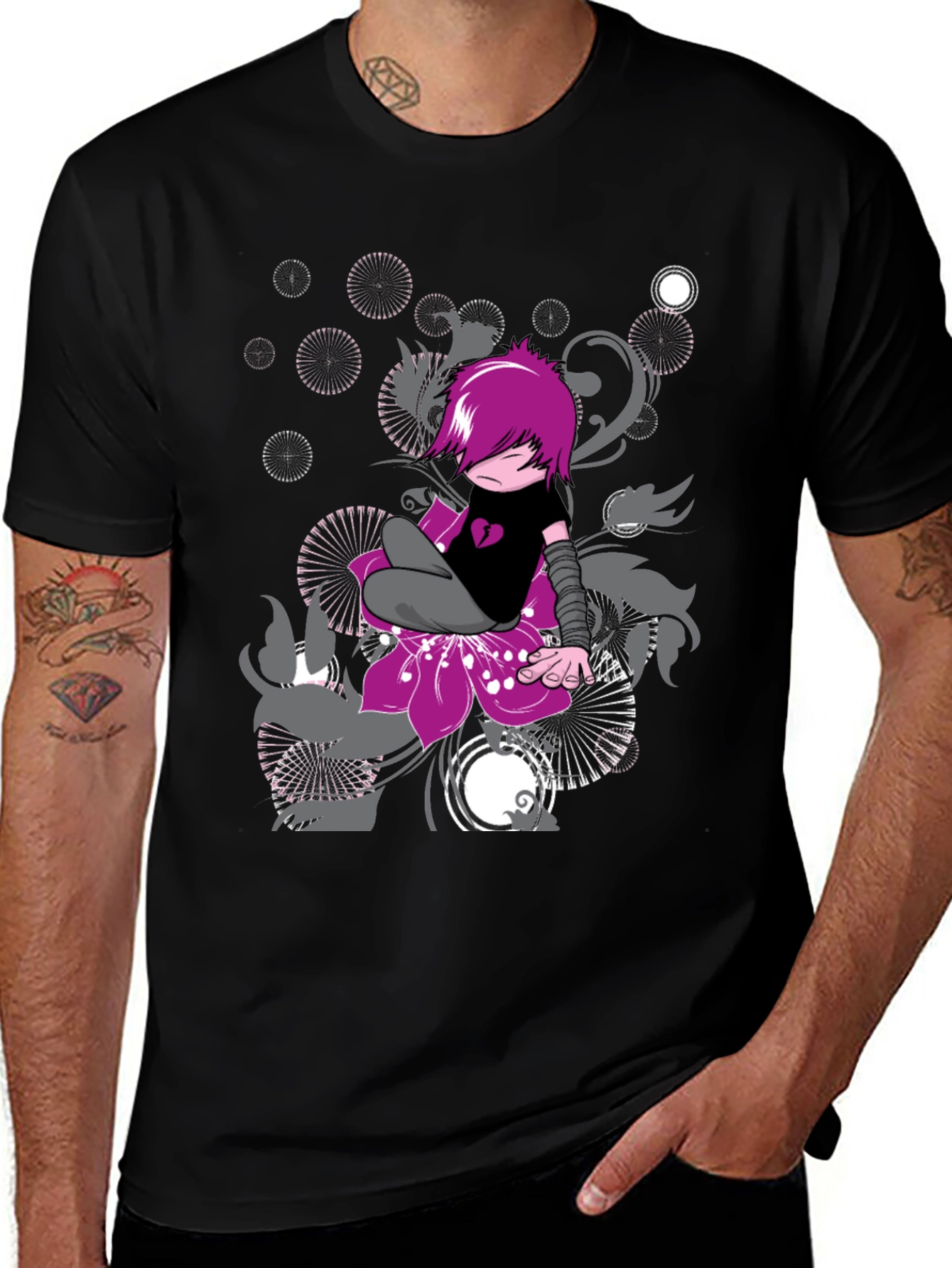 Variant 10 of Emo Style Graphic Print Black T-Shirt