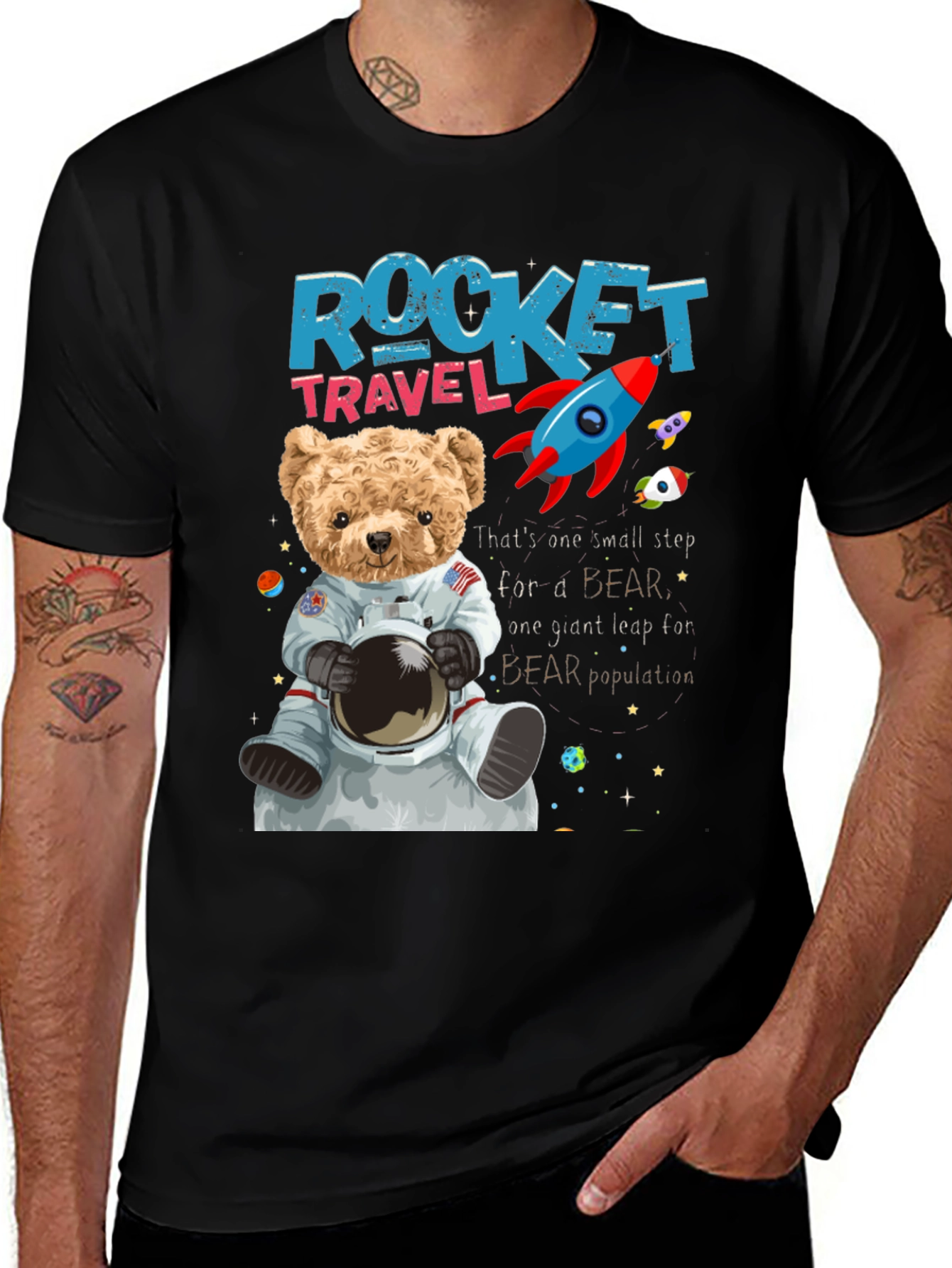 Variant 28 of Rocket Travel Bear Astronaut T-Shirt