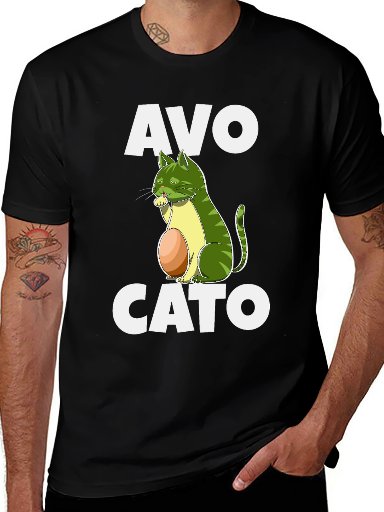Variant 27 of Avo Cato T-Shirt - Avocado Cat Funny Tee