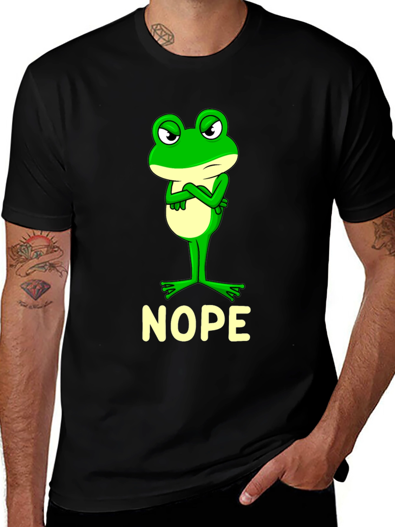 Variant 27 of Nope Frog Graphic Tee - Black