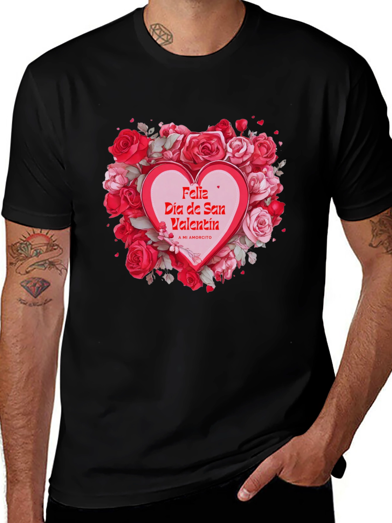 Feliz Dia De San Valentin Rose Heart T-Shirt