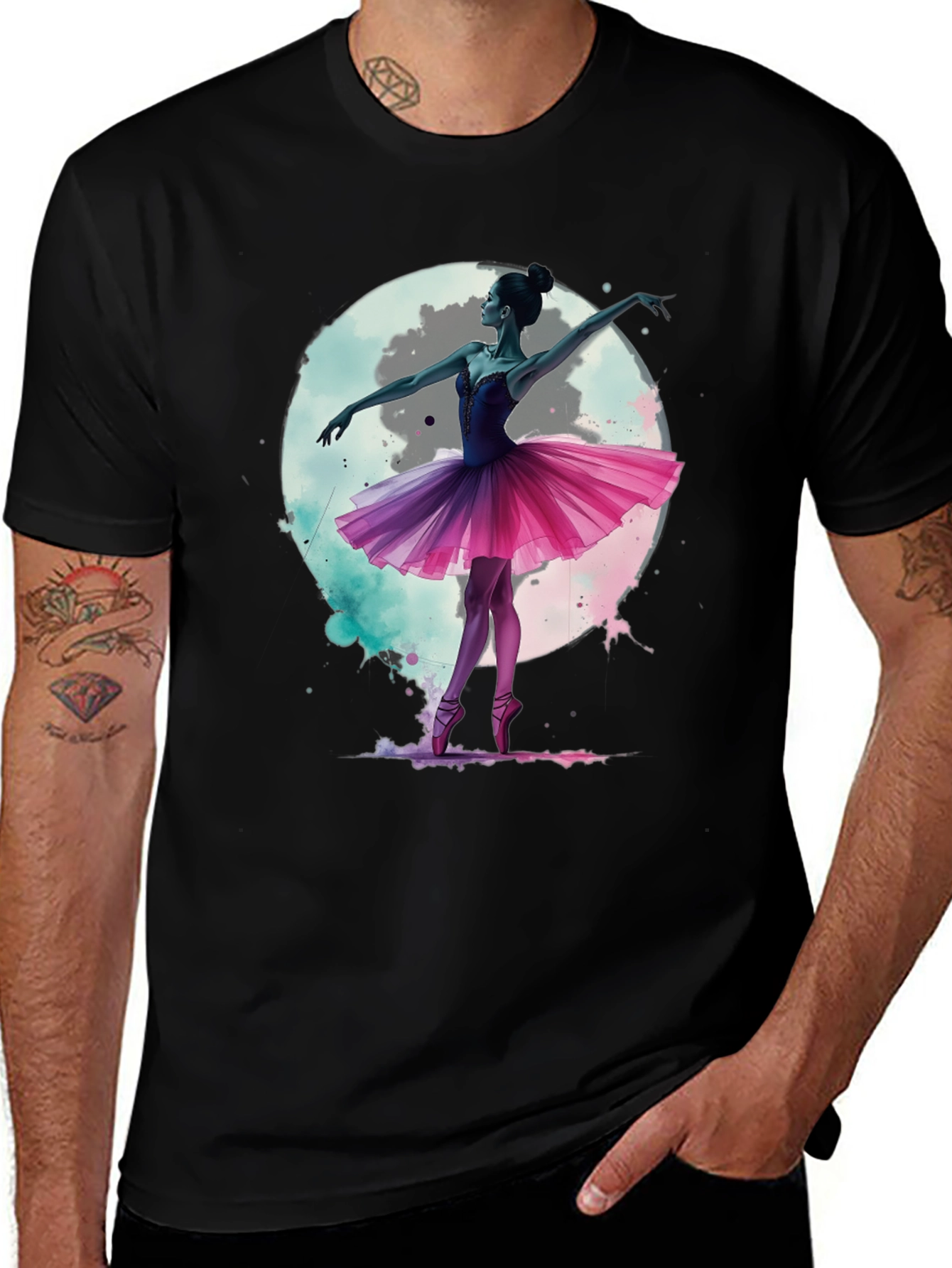 Ballerina Moon T-Shirt - Artistic Graphic Tee