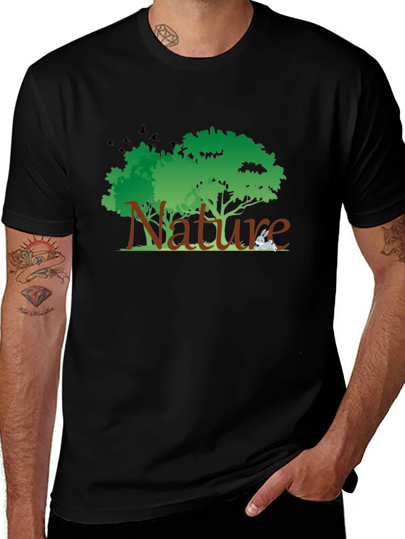 Variant 10 of Nature Graphic Tee - Black Cotton T-Shirt