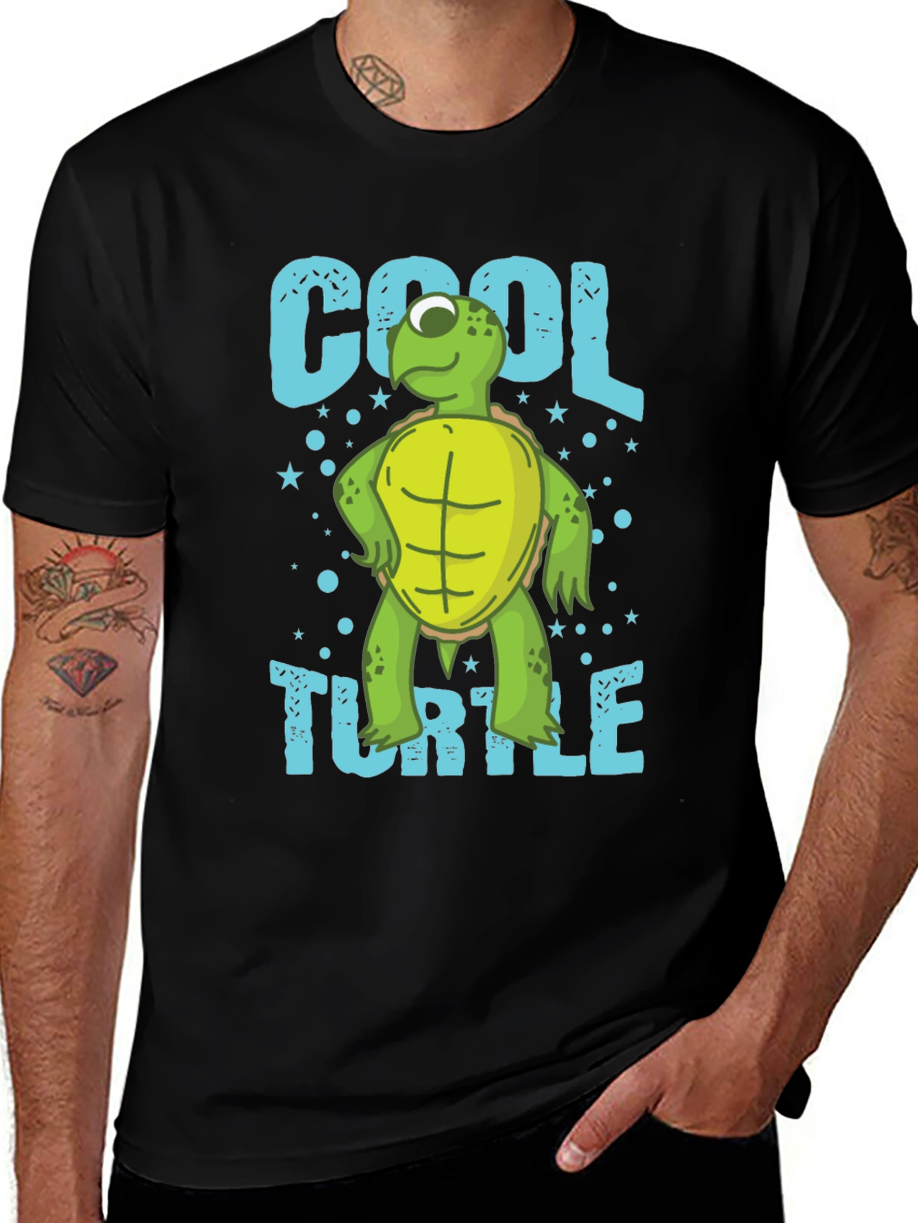 Variant 16 of Cool Turtle Graphic T-Shirt, Men's Crew Neck
