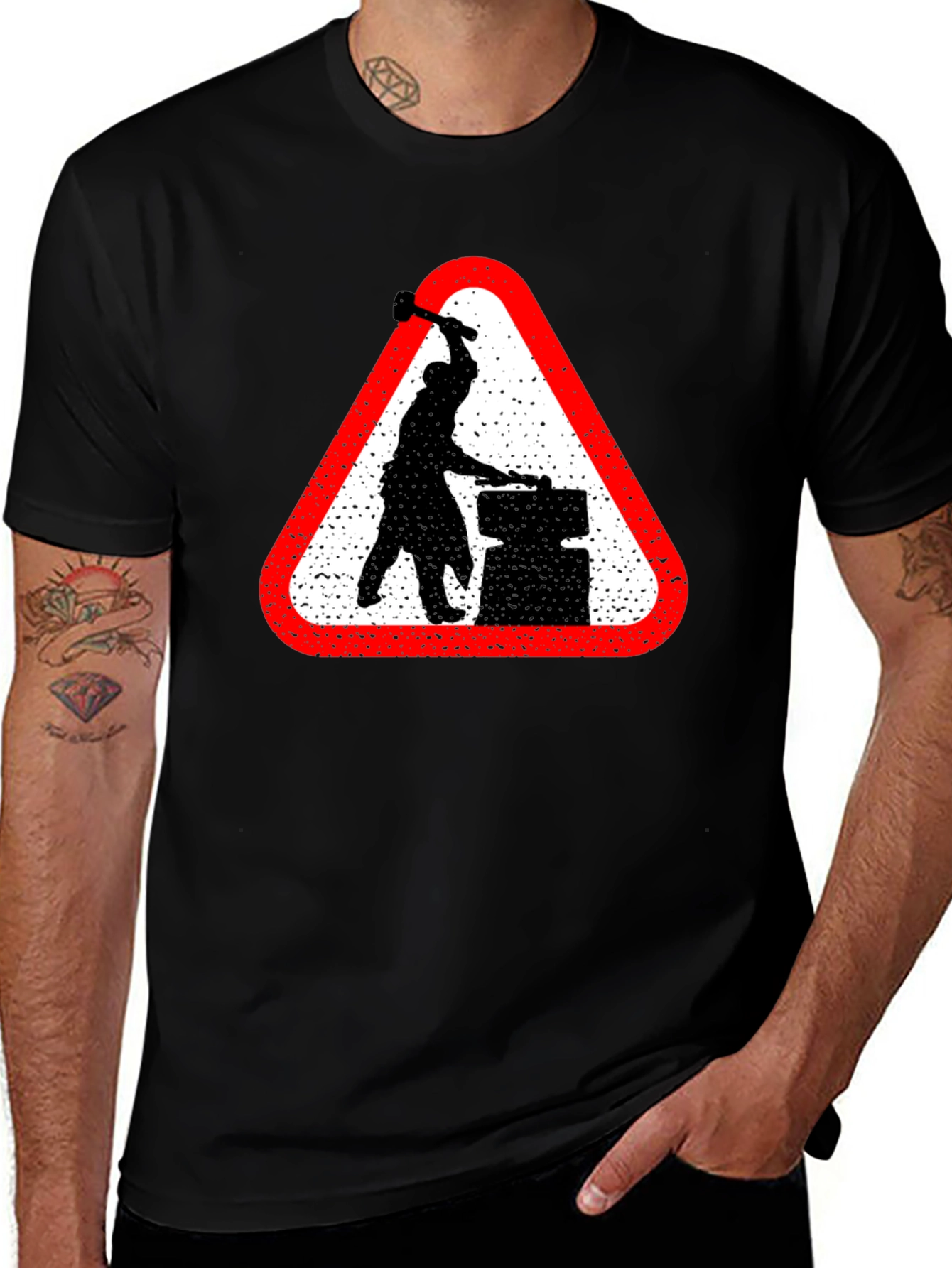 Variant 24 of Blacksmith Warning Sign Graphic Tee