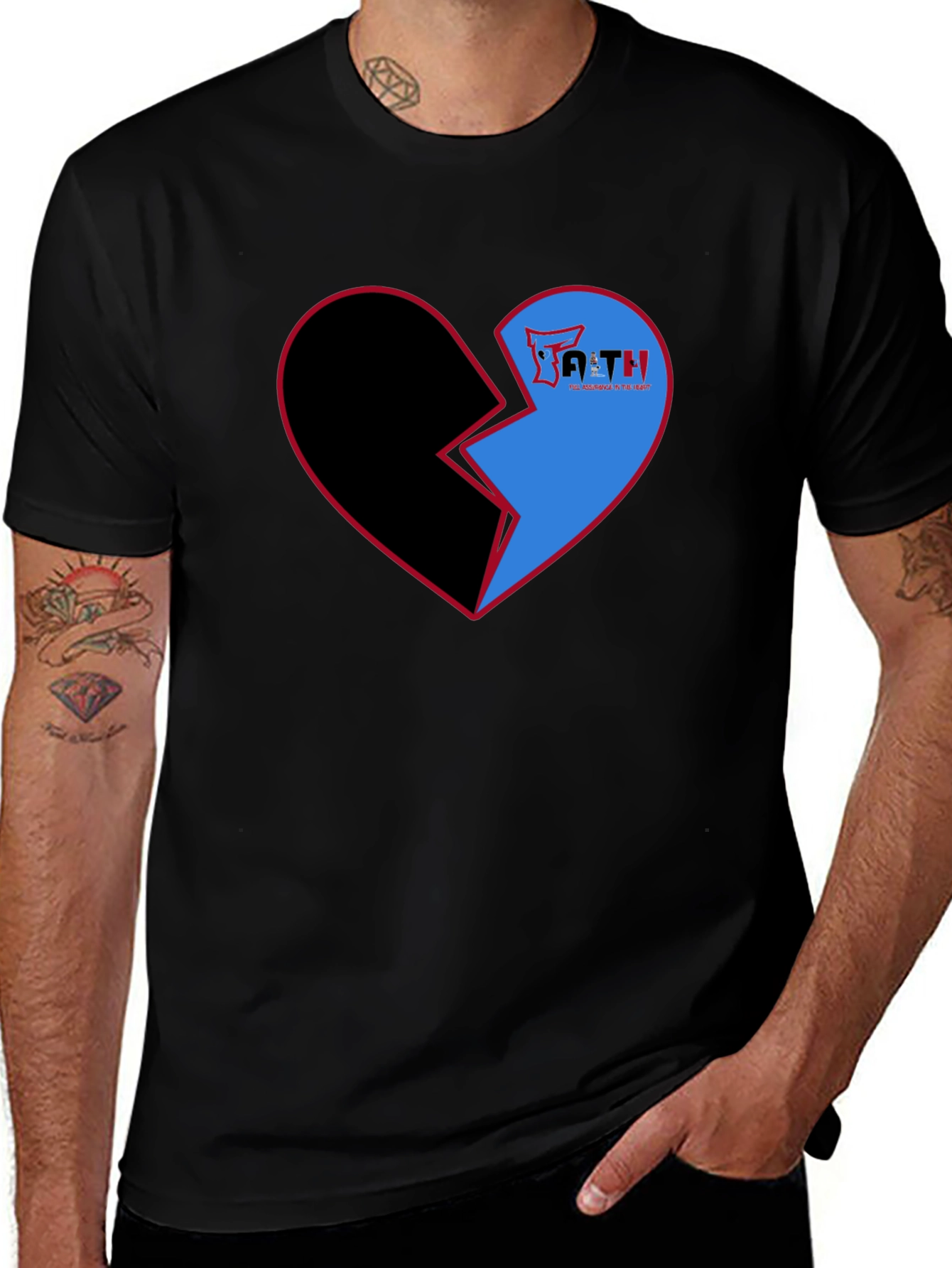 Variant 18 of Broken Heart T-Shirt - Black Graphic Tee