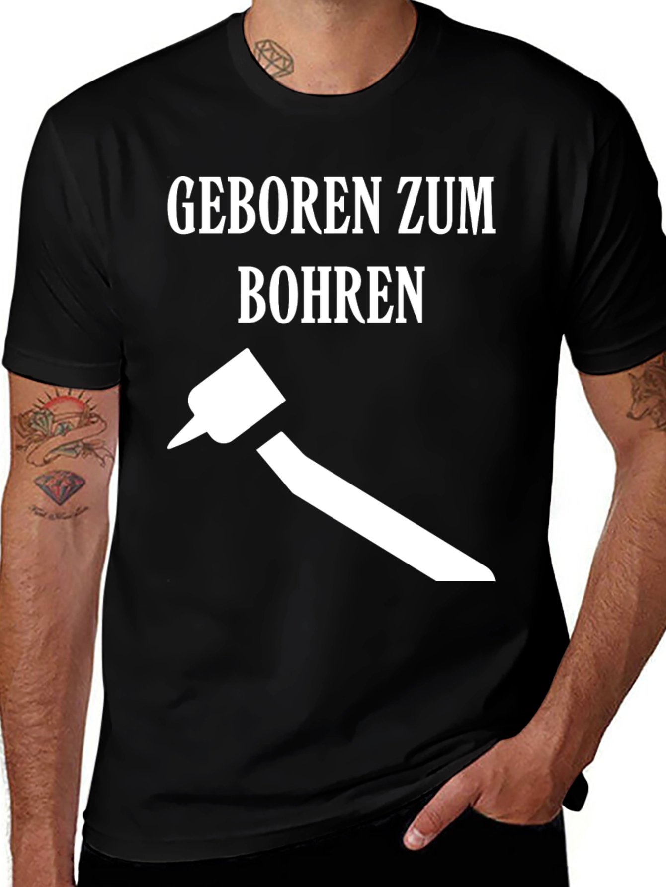 Variant 8 of Geboren Zum Bohren T-Shirt - Drilling Humor Tee
