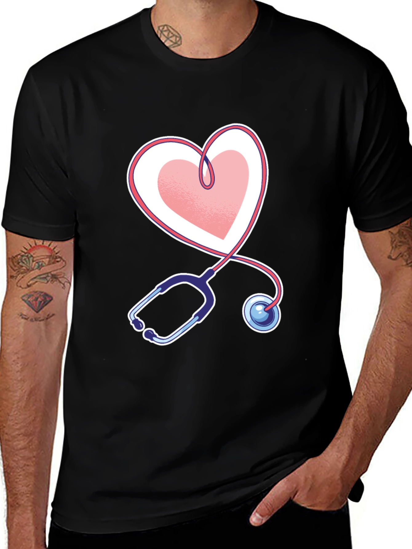 Variant 10 of Heart Stethoscope Graphic Tee - Nurse Doctor Medical Shirt