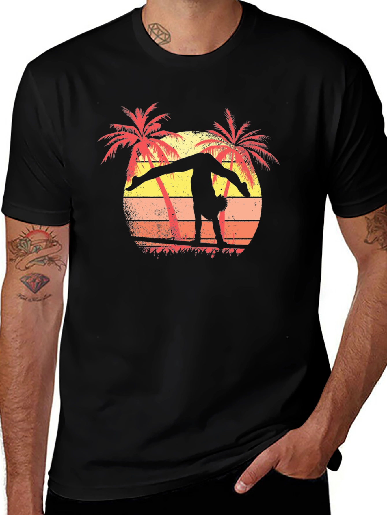 Variant 24 of Gymnast Silhouette Palm Tree Sunset T-Shirt