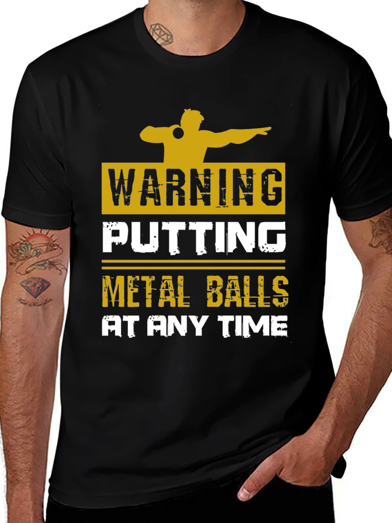 Variant 16 of Warning Putting Metal Balls T-Shirt Funny Shot Put Athlete Tee