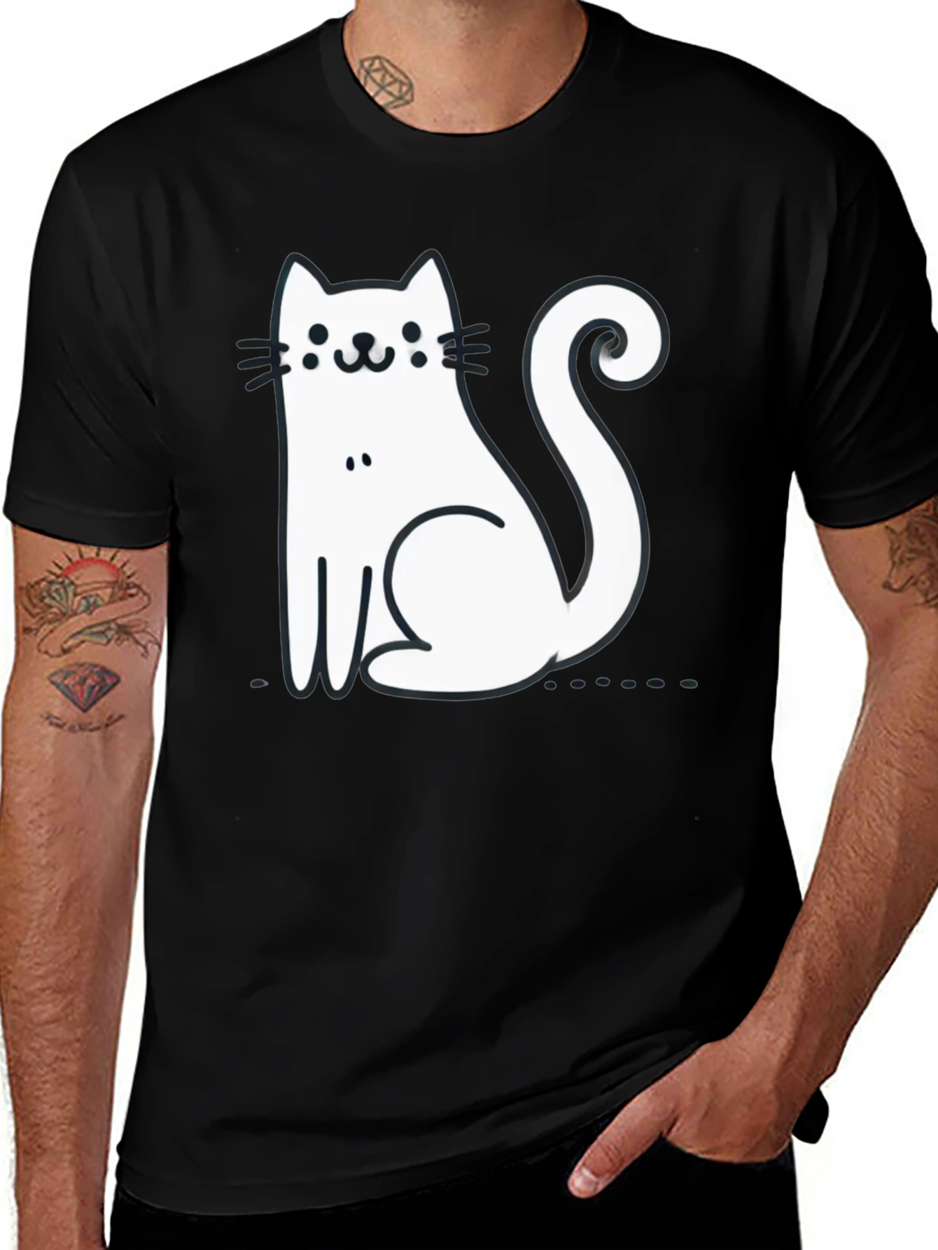 Variant 24 of Cute Cat Graphic Black T-Shirt