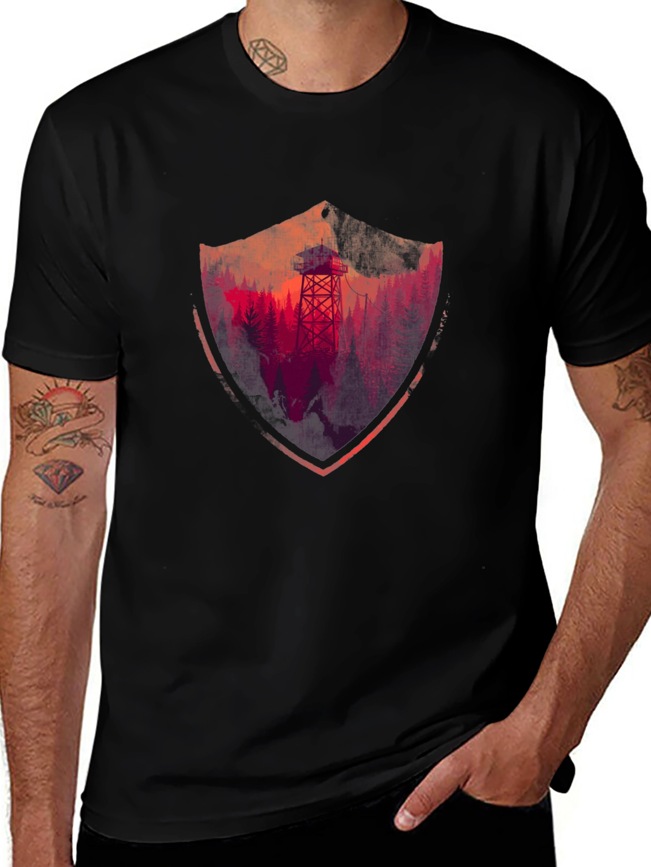 Variant 6 of Forest Lookout Graphic Tee - Nature Inspired Design