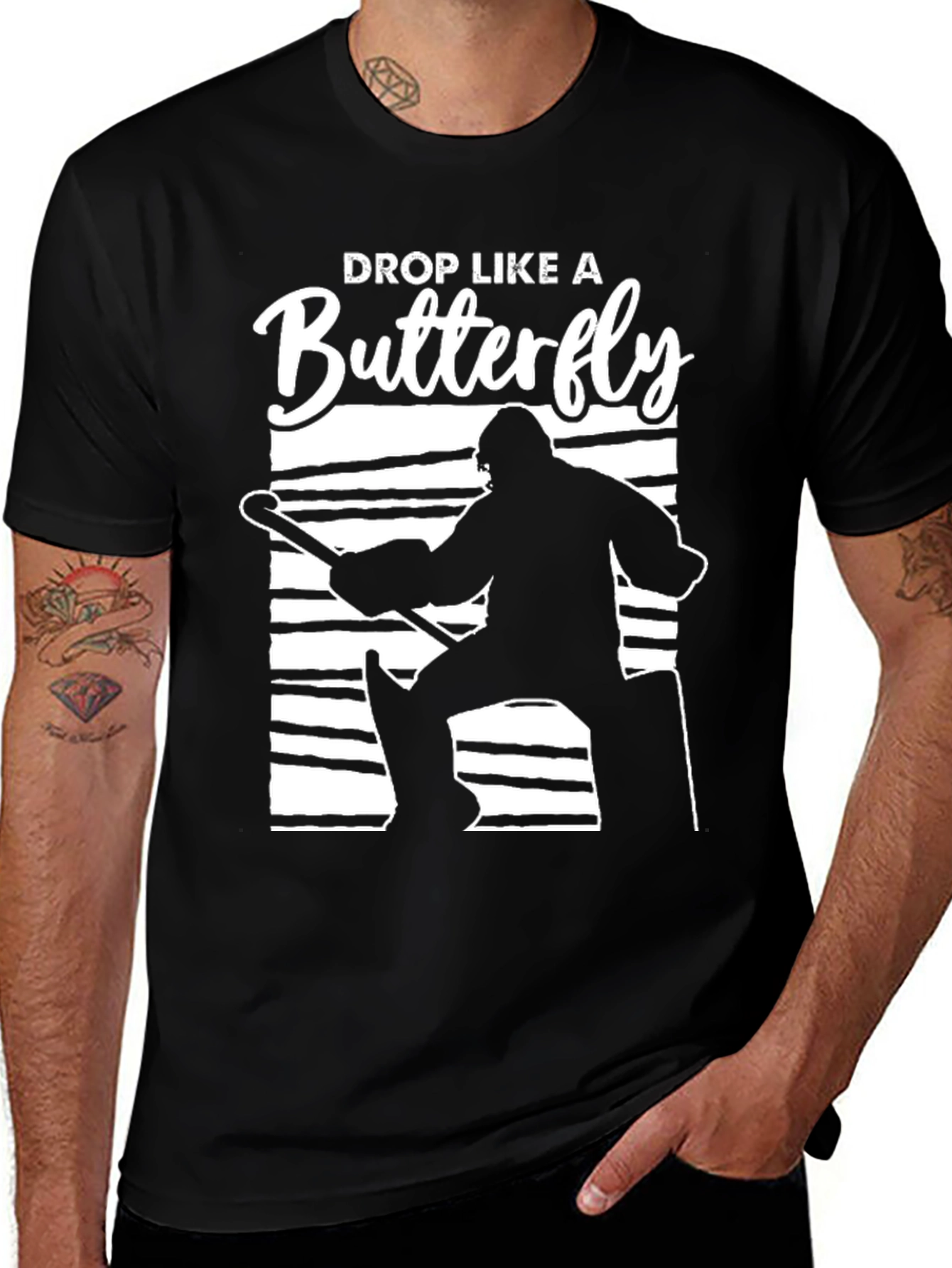 Drop Like a Butterfly Hockey Goalie Graphic T-Shirt