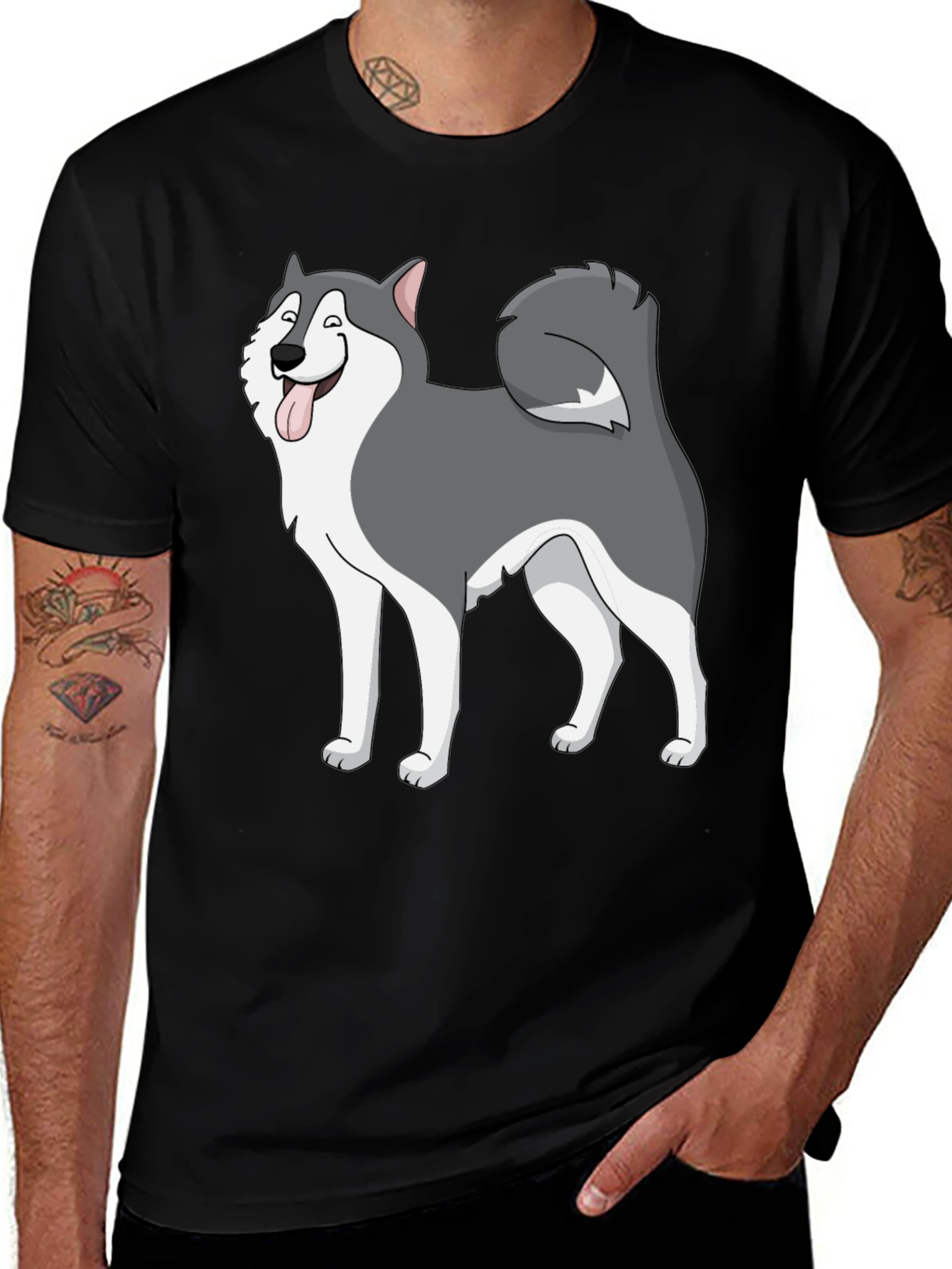 Variant 18 of Husky Dog Graphic Print Black T-Shirt