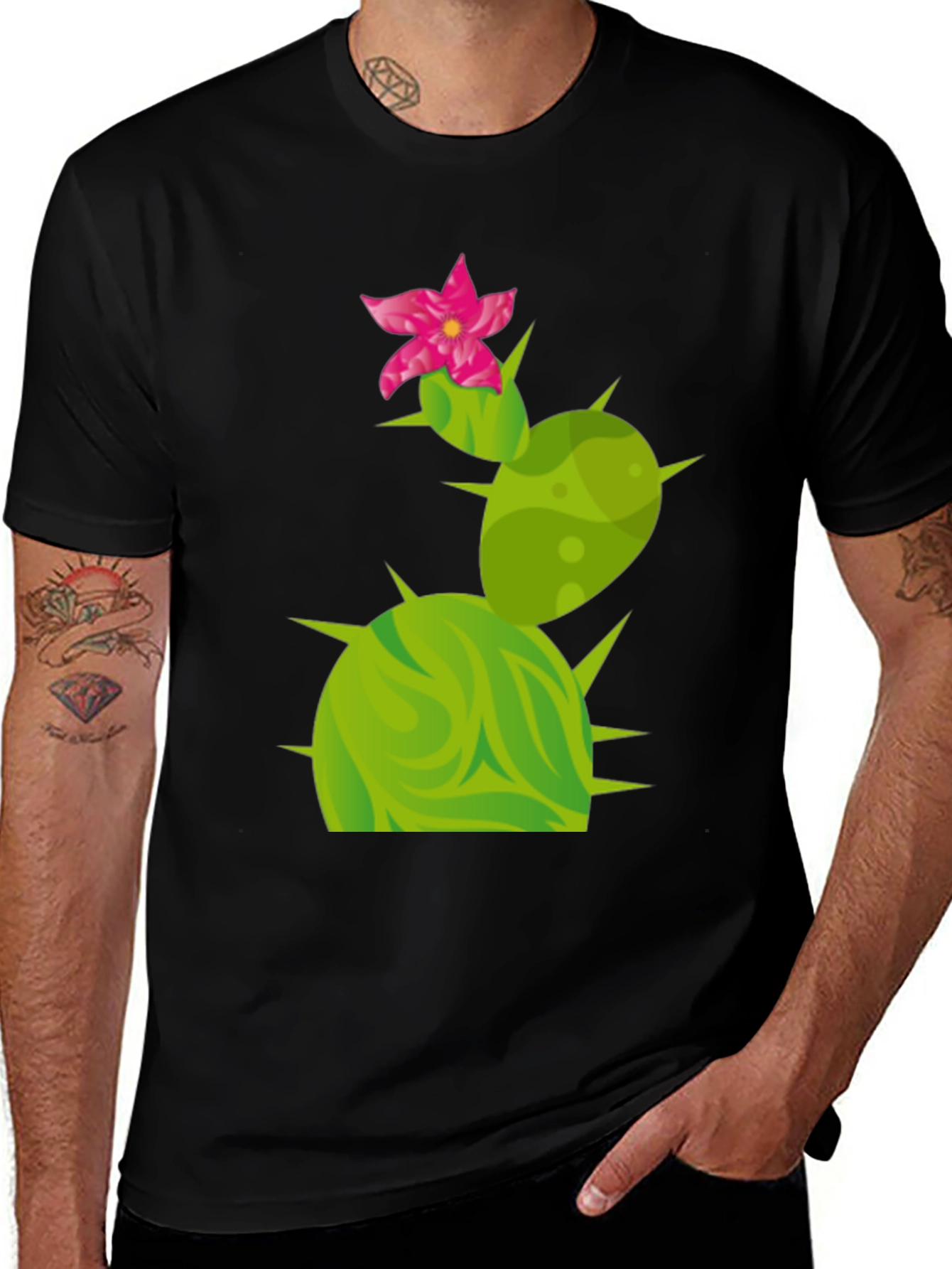 Variant 23 of Cactus Flower Graphic Tee - Trendy Desert Style