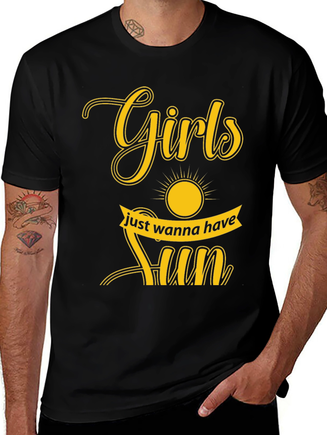 Variant 19 of Girls Just Wanna Have Sun Graphic Tee - Black