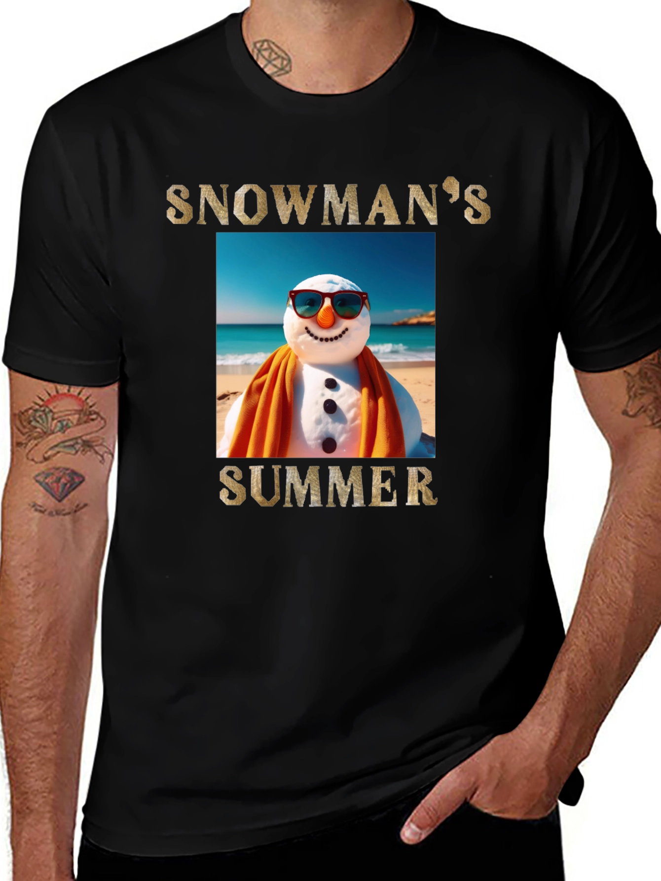 Variant 3 of Snowman's Summer T-Shirt - Beach Holiday Tee
