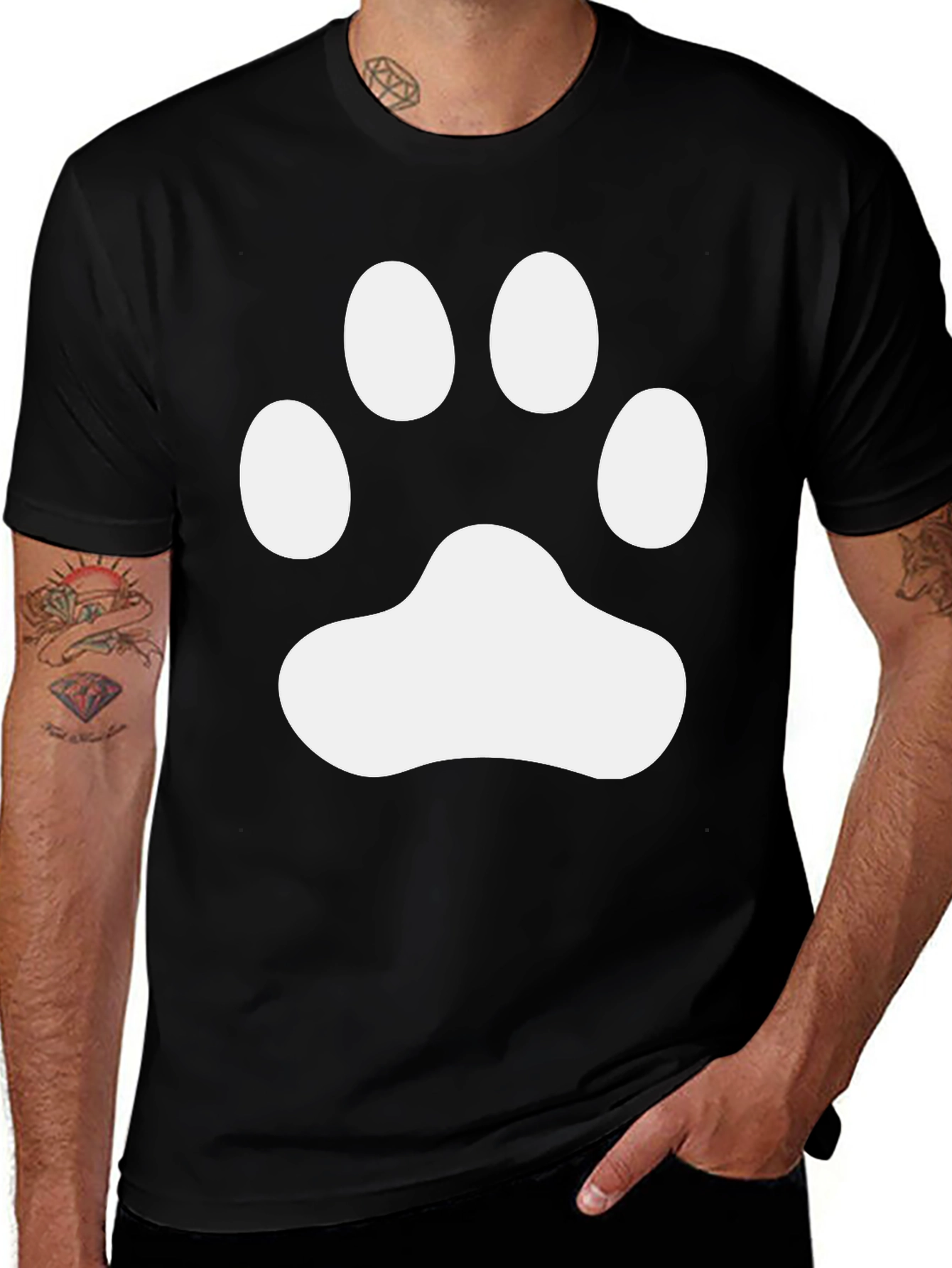 Variant 24 of Cool Dog Paw Print Black T-Shirt
