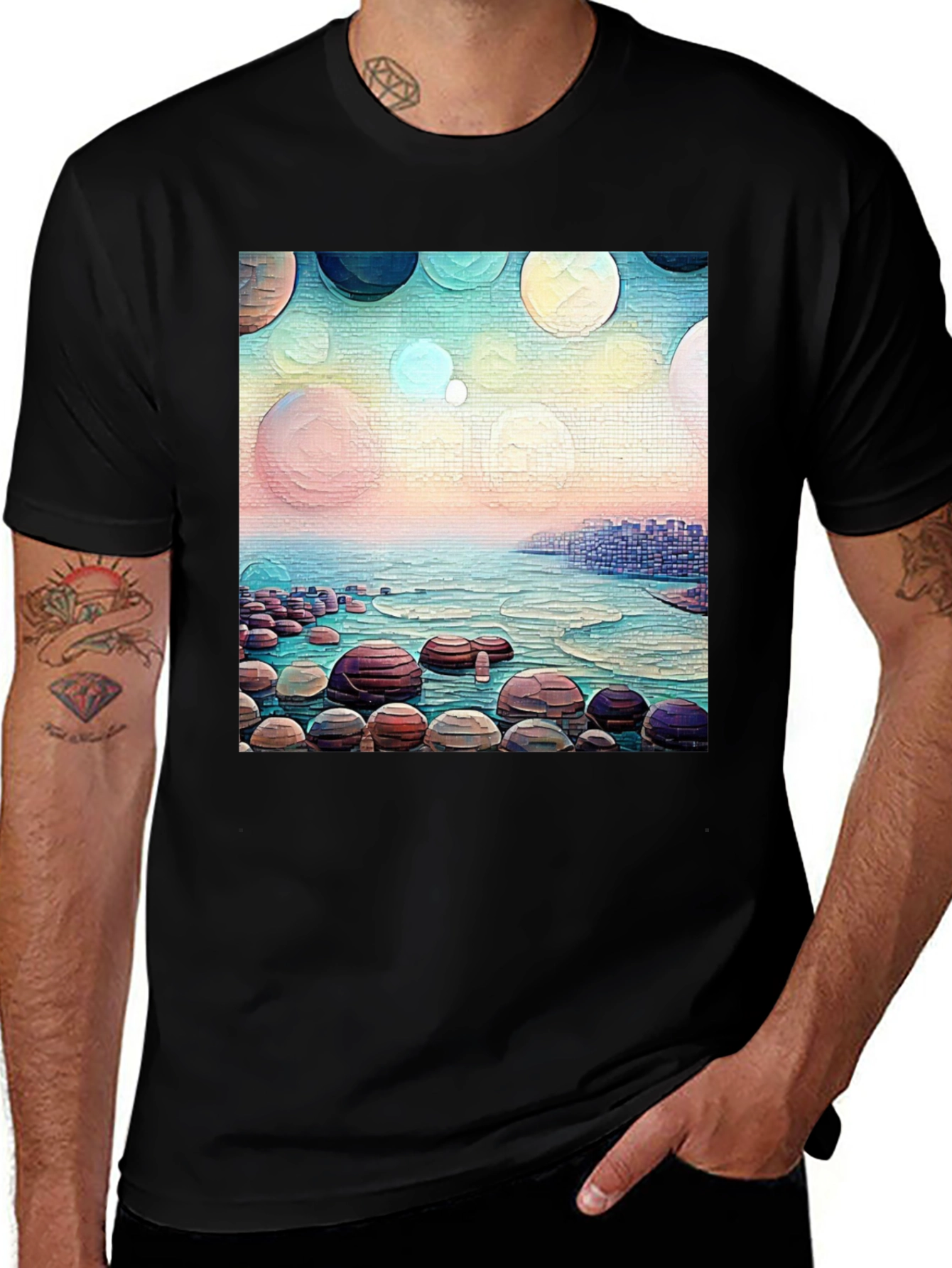 Variant 24 of Coastal Dreams T-Shirt: Artistic Beachscape Design
