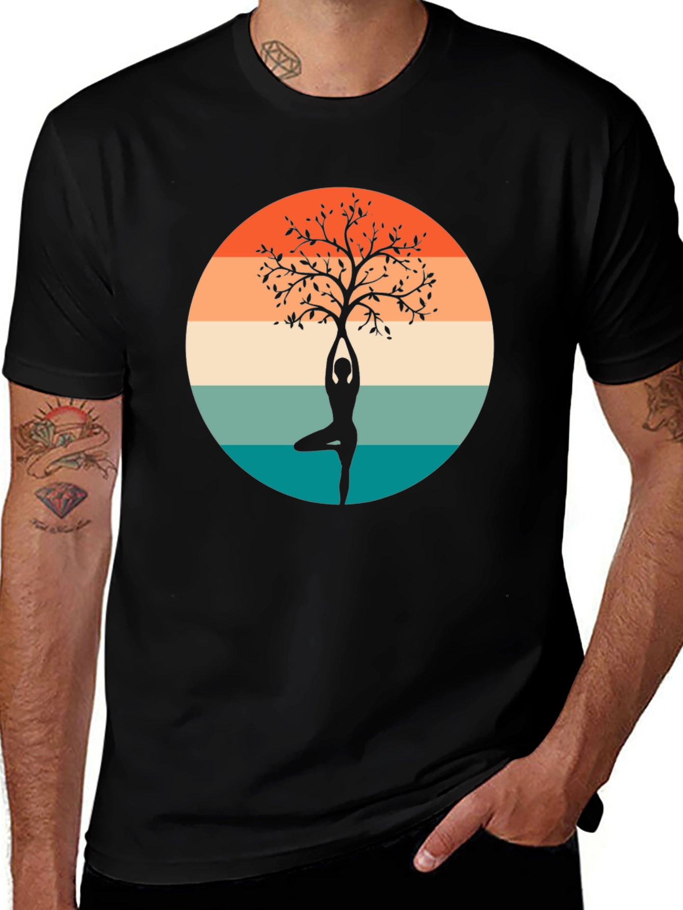 Variant 15 of Yoga Tree Pose Graphic Tee - Black