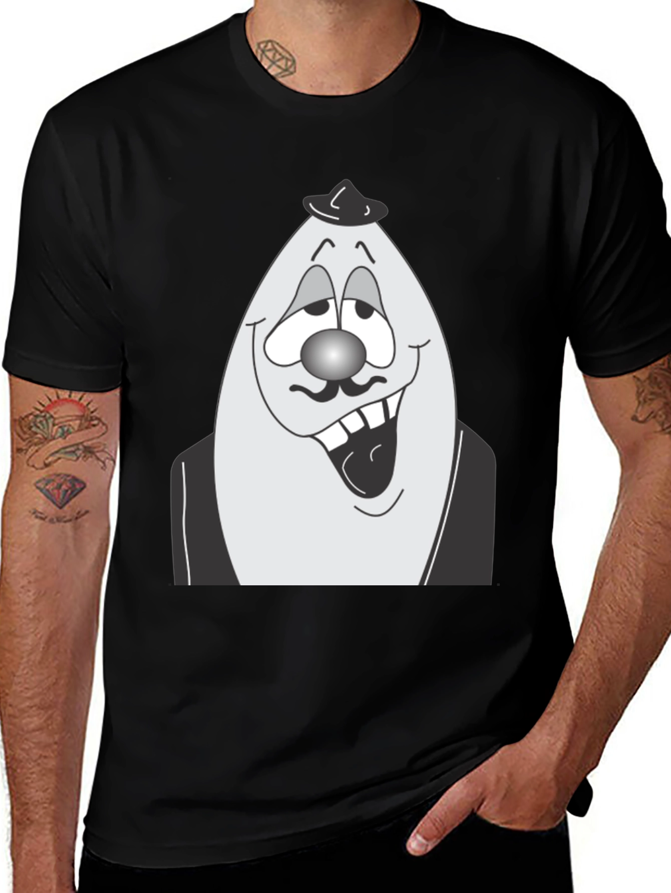 Variant 21 of Egghead Man Graphic Tee - Black Cotton Shirt
