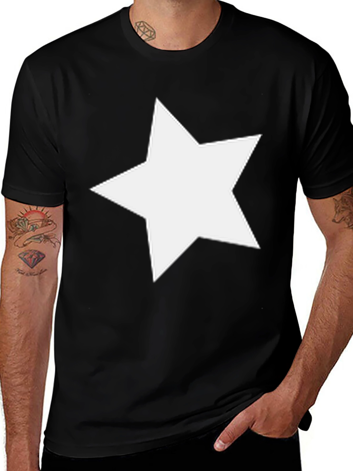 Variant 15 of Star Graphic Black T-Shirt - Casual Style
