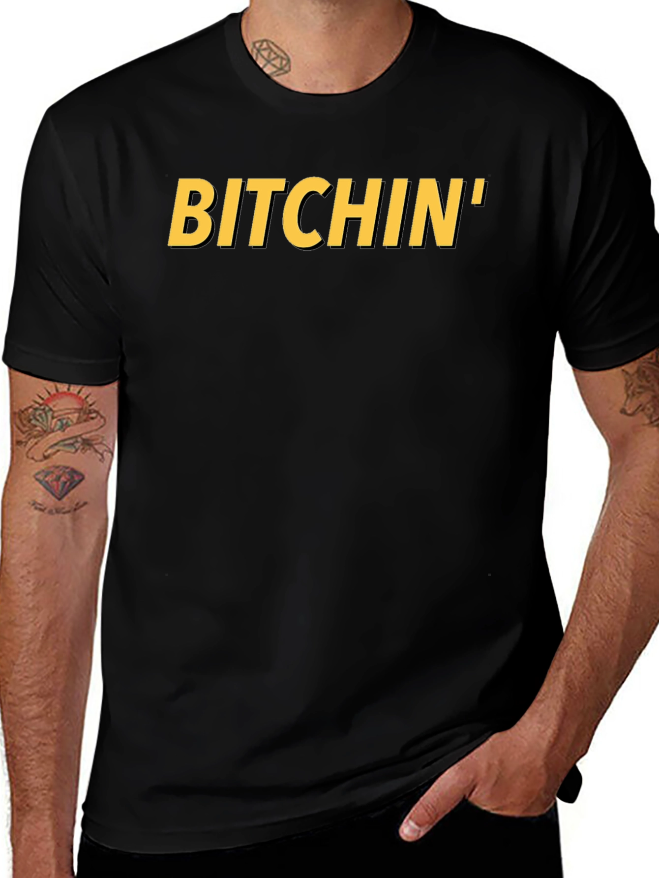 Variant 14 of Bitchin' Graphic T-Shirt - Black Crew Neck Tee