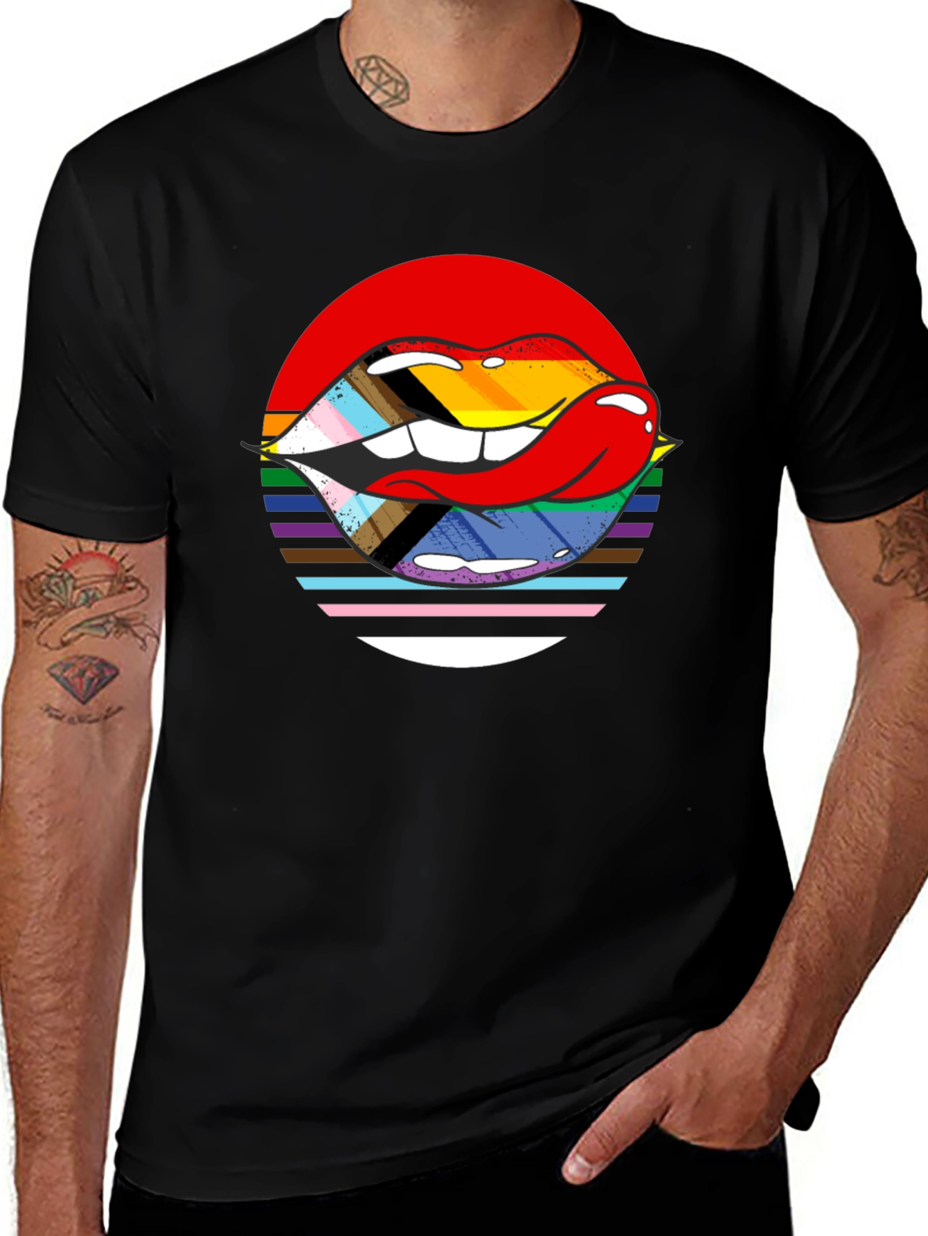 Variant 6 of Pride Lips Graphic Tee - Black Cotton Blend