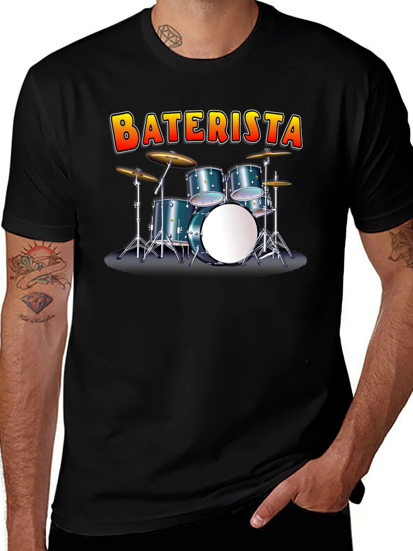 Variant 6 of BATERISTA Drummer Graphic Black T-Shirt