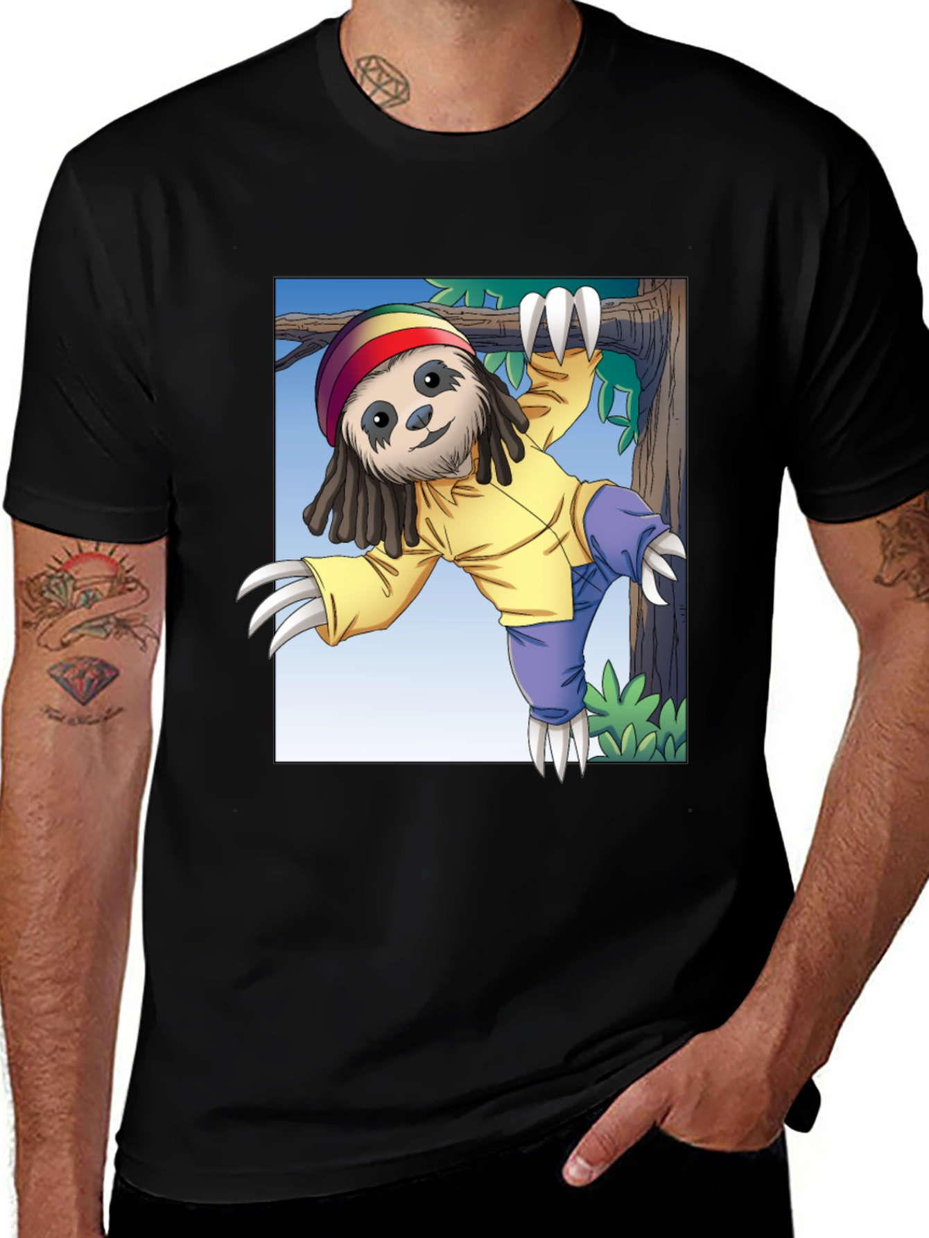 Variant 14 of Rasta Sloth Graphic T-Shirt