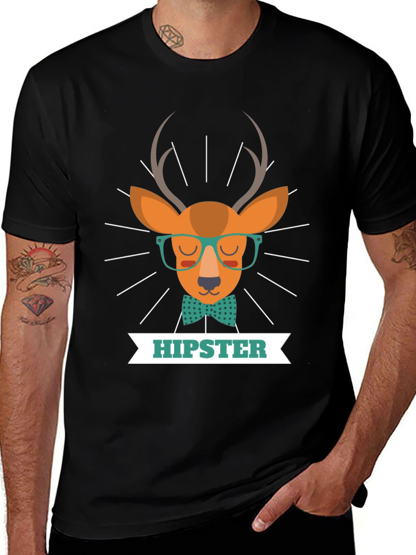 Variant 23 of Hipster Deer Graphic T-Shirt - Unisex