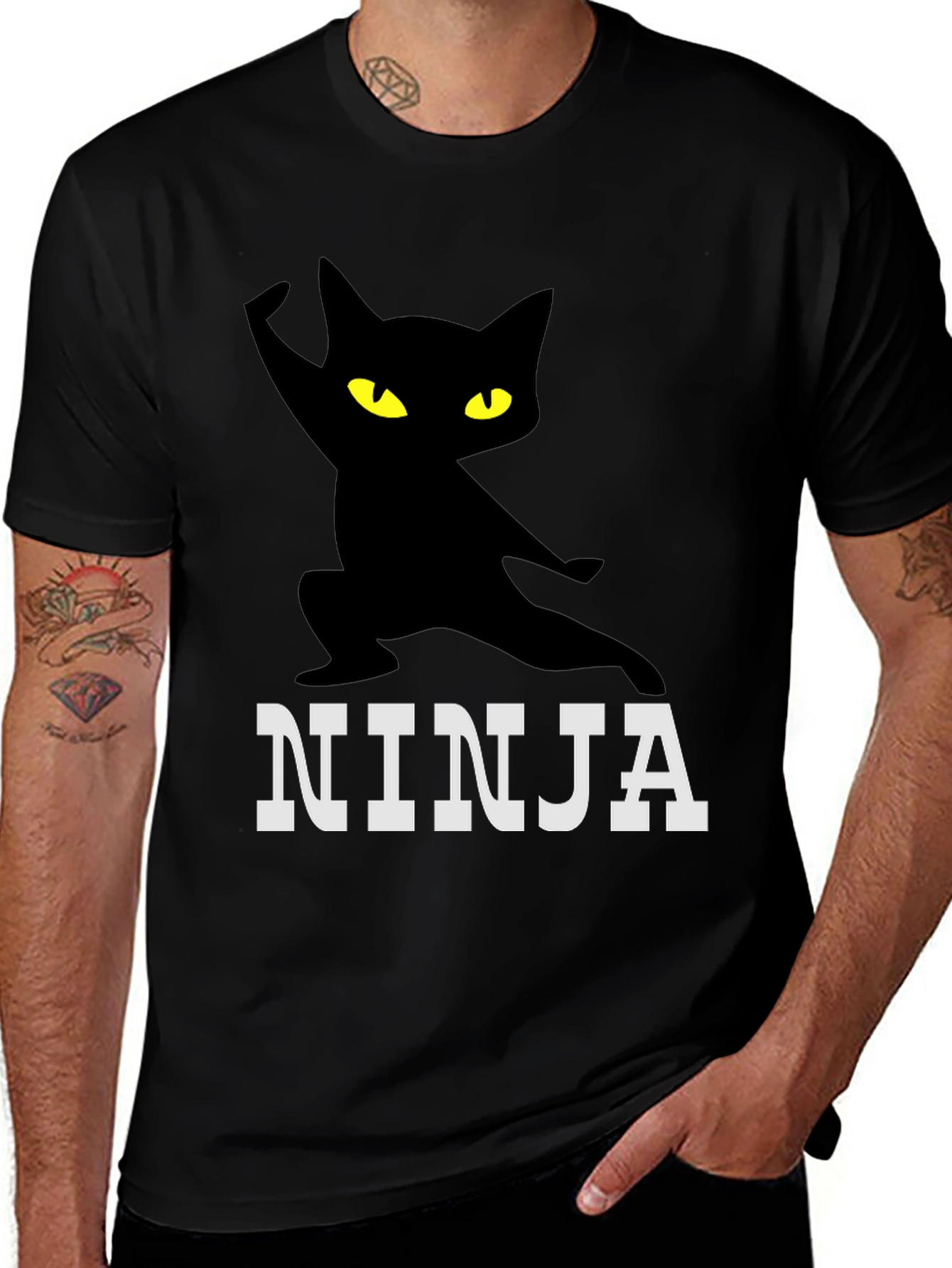 Variant 23 of Ninja Cat Graphic Tee - Stealth & Style