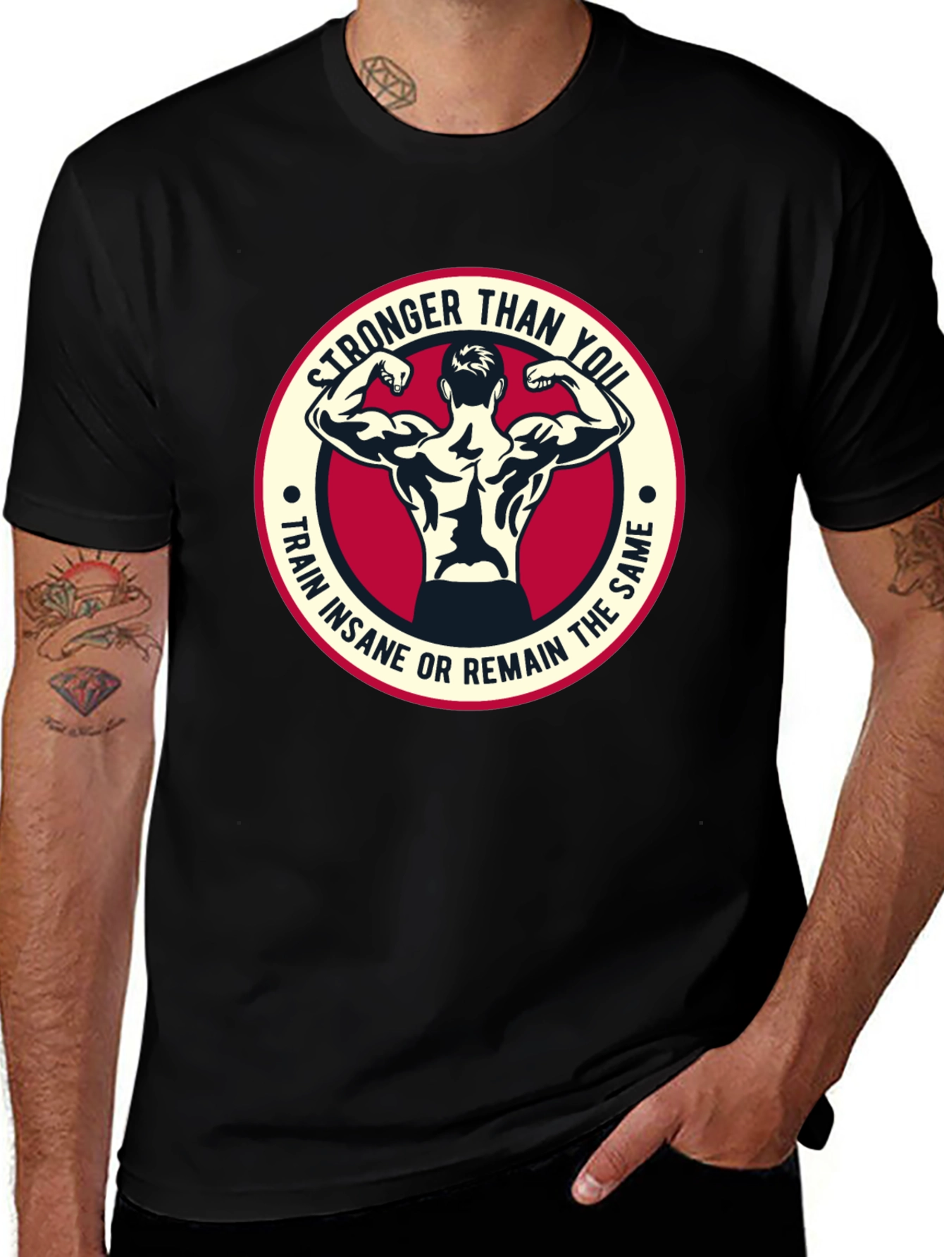 Variant 4 of Stronger Than You T-Shirt: Train Insane Gym Tee