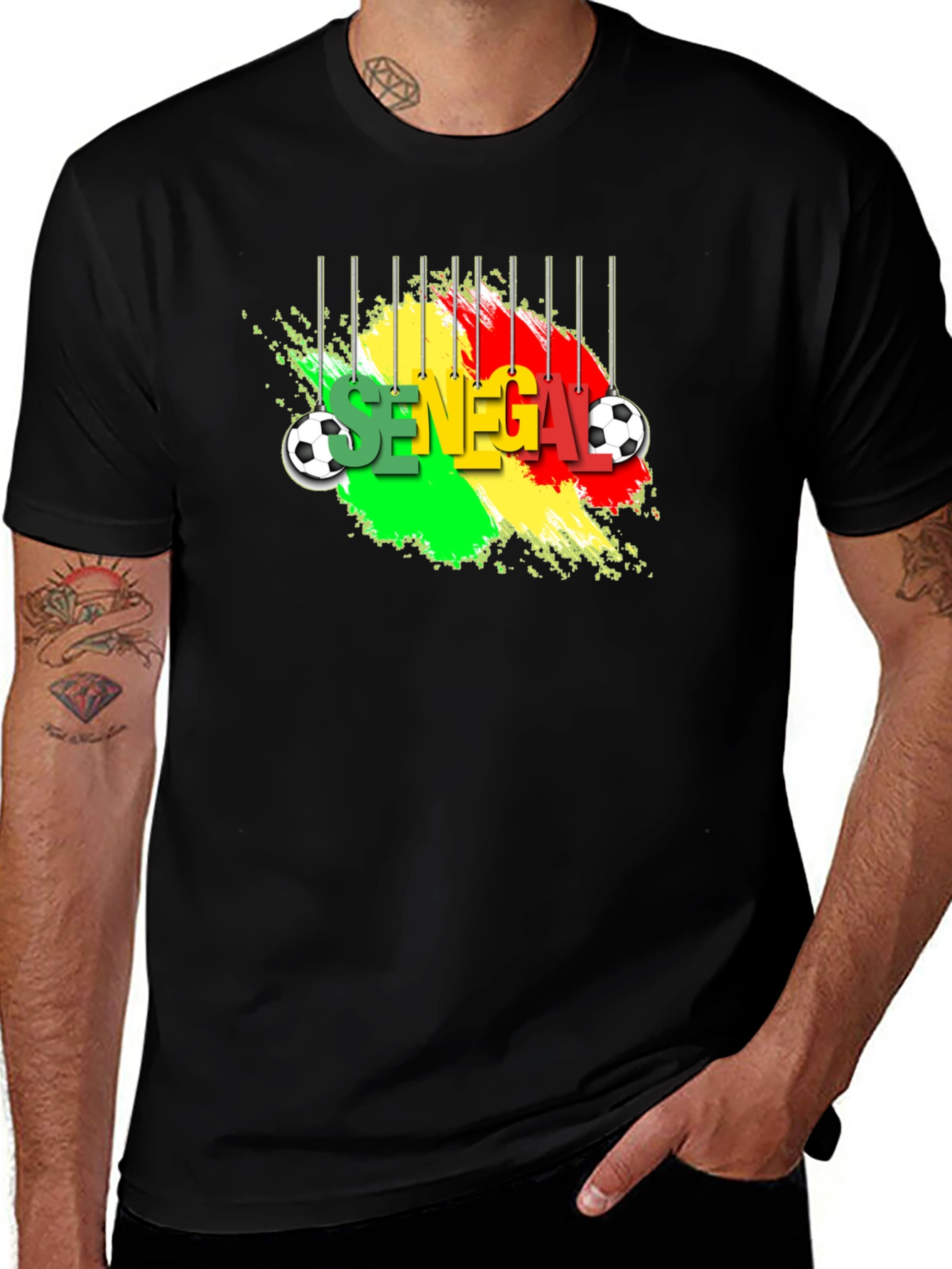 Variant 6 of Senegal Soccer Fan T-Shirt - Black Cotton Tee