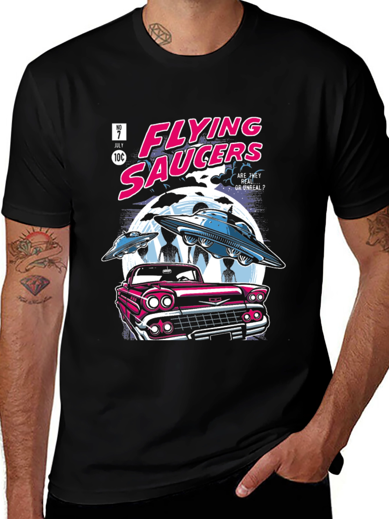 Variant 5 of Retro Flying Saucers Graphic T-Shirt