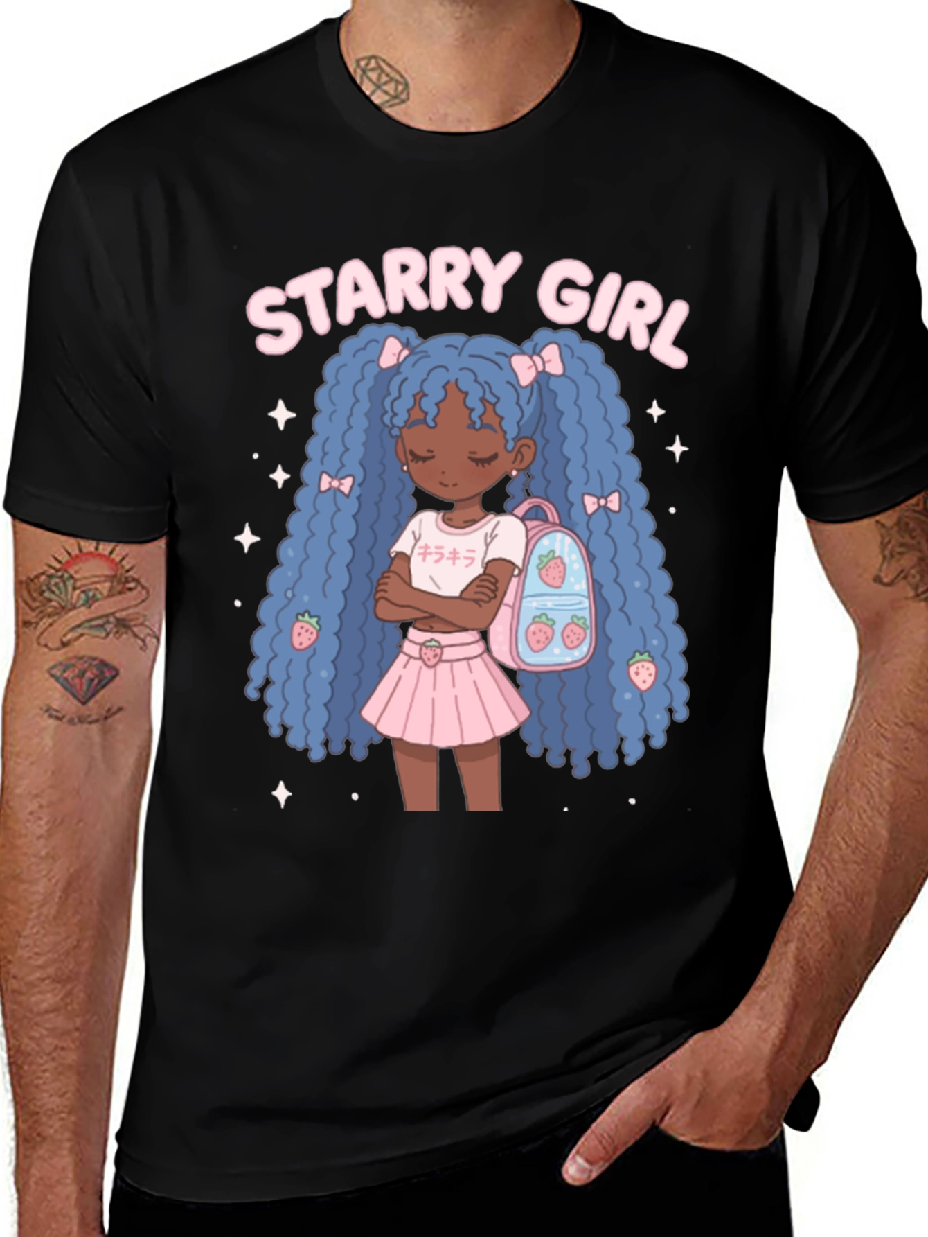 Starry Girl Graphic T-Shirt - Black Cotton Tee