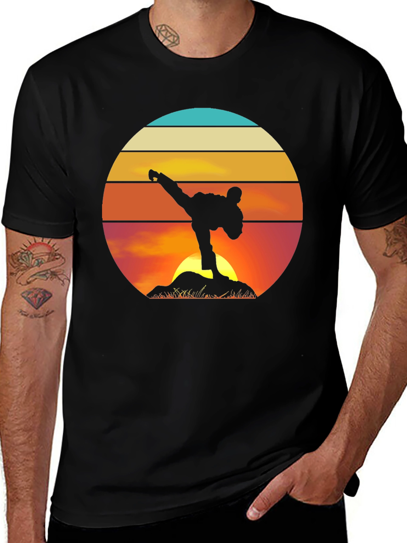Variant 25 of Martial Arts Sunset Black T-Shirt