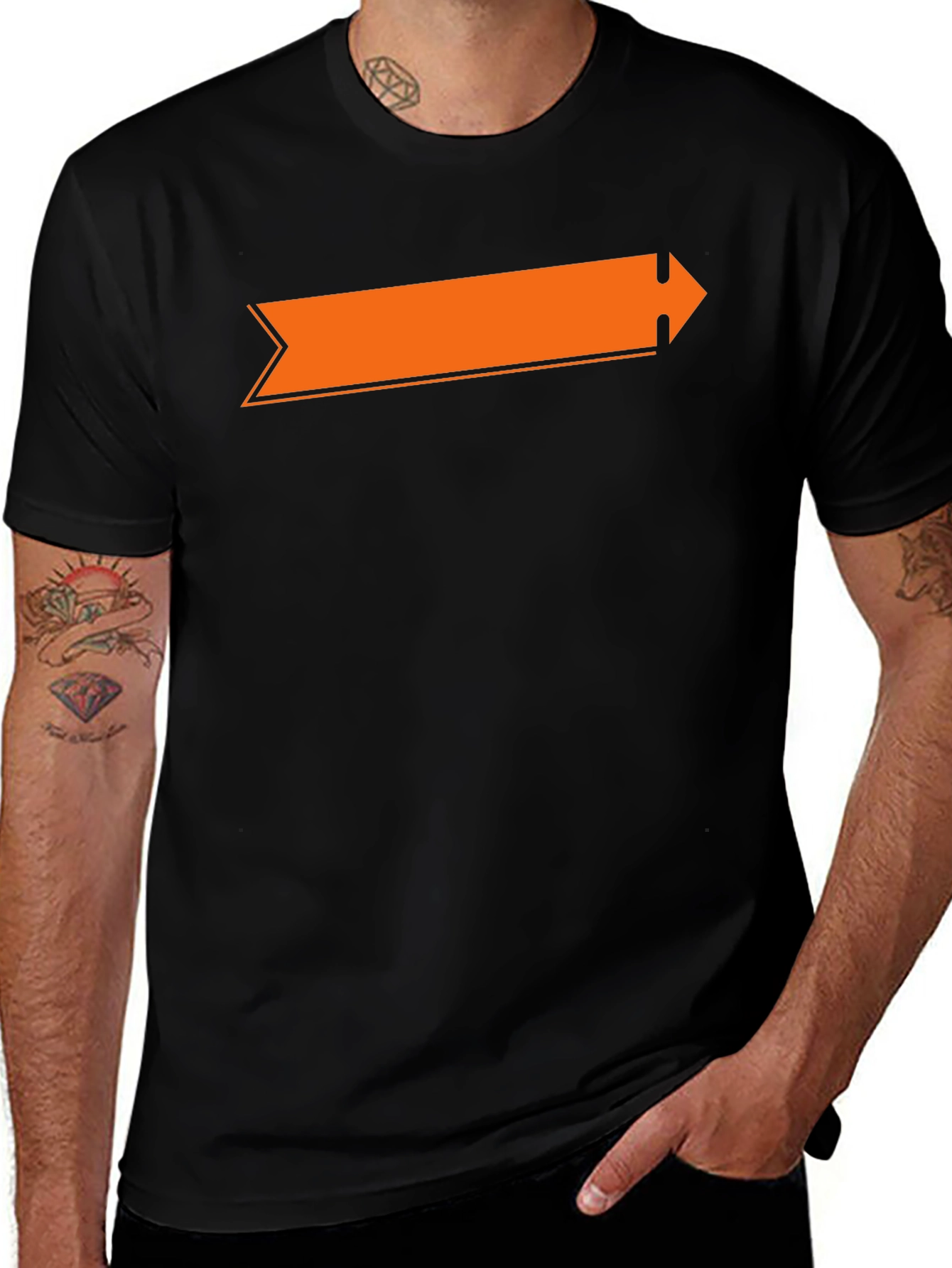 Black Orange Arrow Graphic Black T-Shirt main image