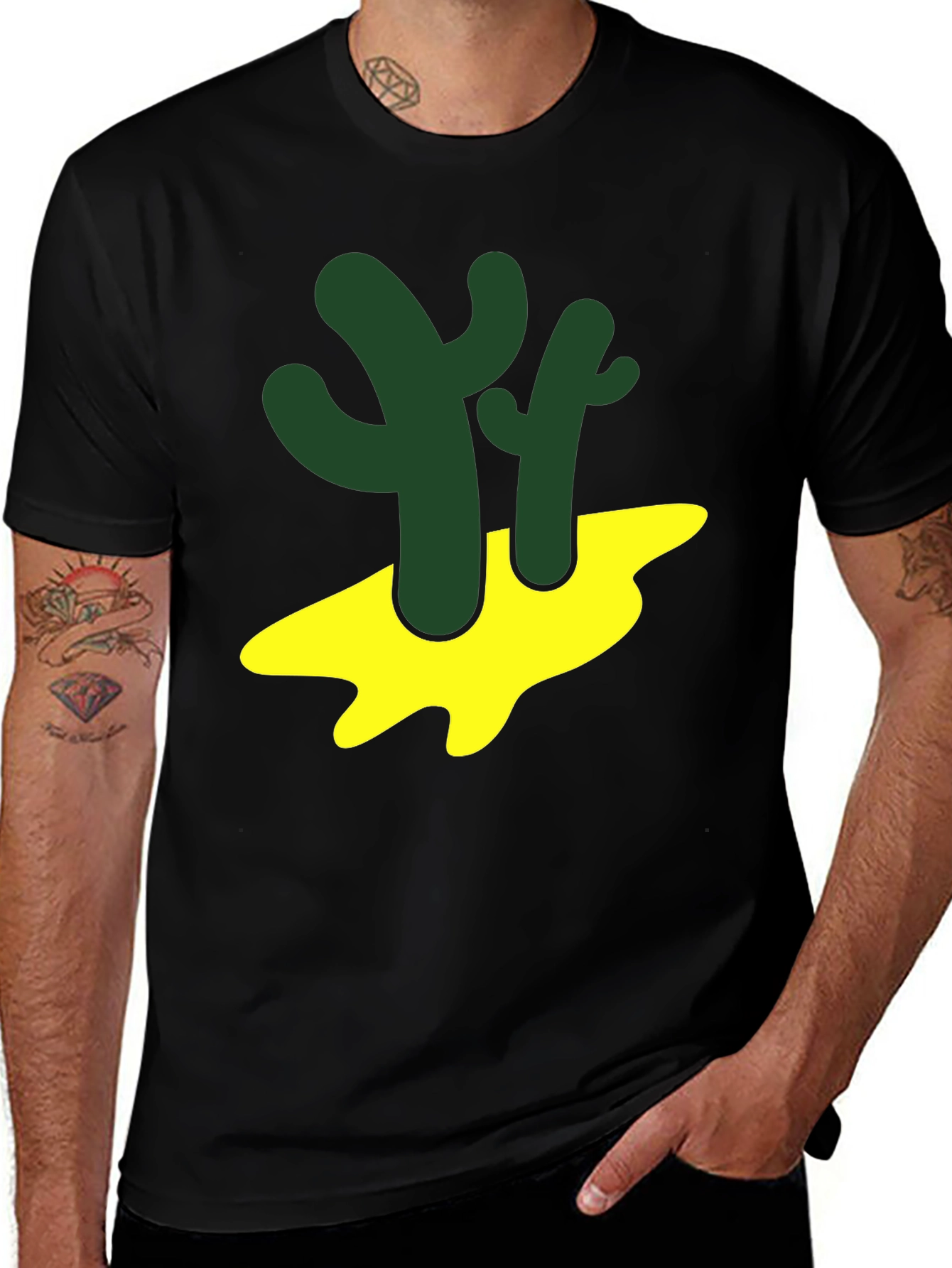 Variant 13 of Cactus Graphic Tee - Desert Style Black T-Shirt
