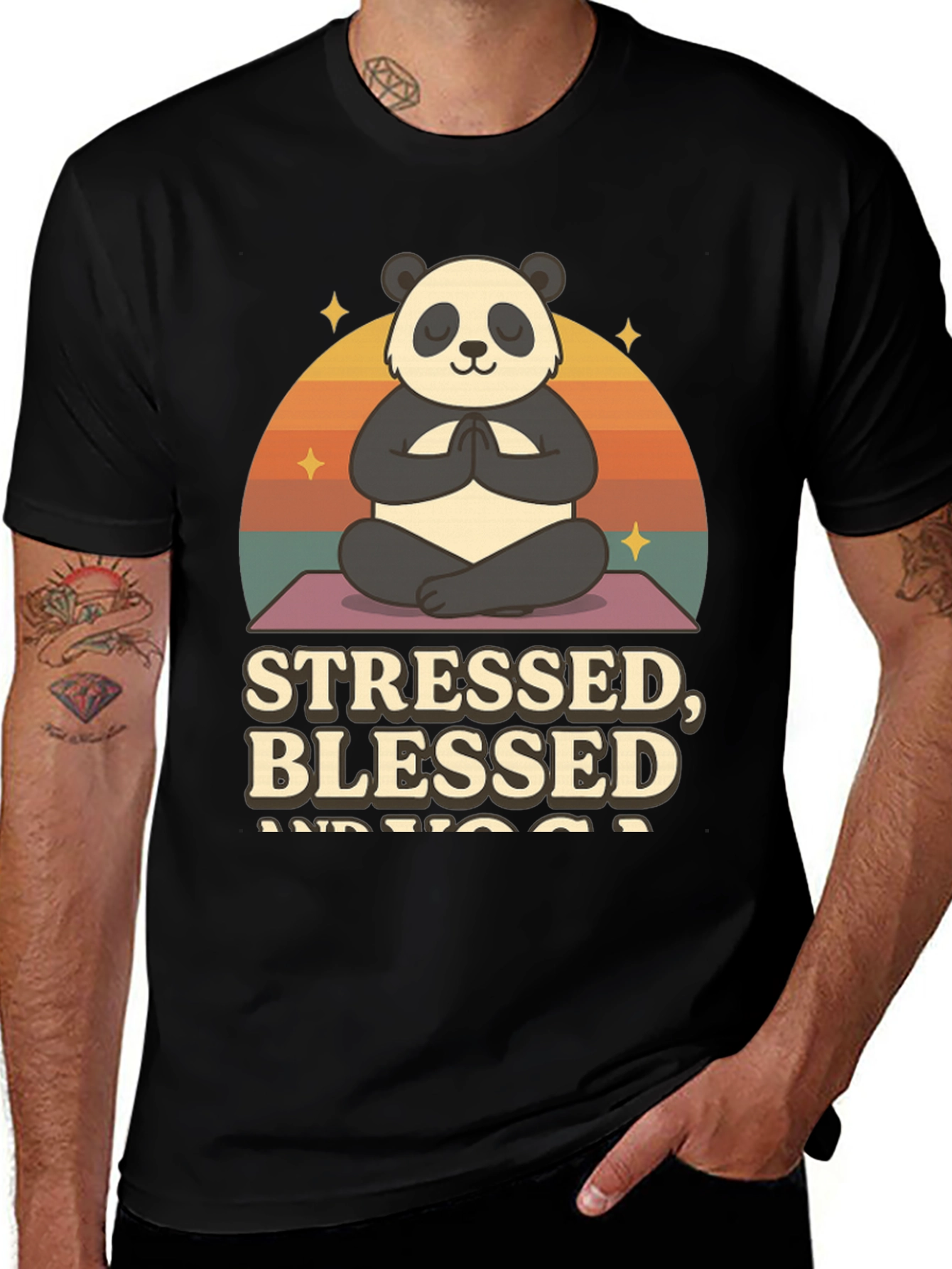 Variant 12 of Stressed Blessed and Yoga Panda T-Shirt