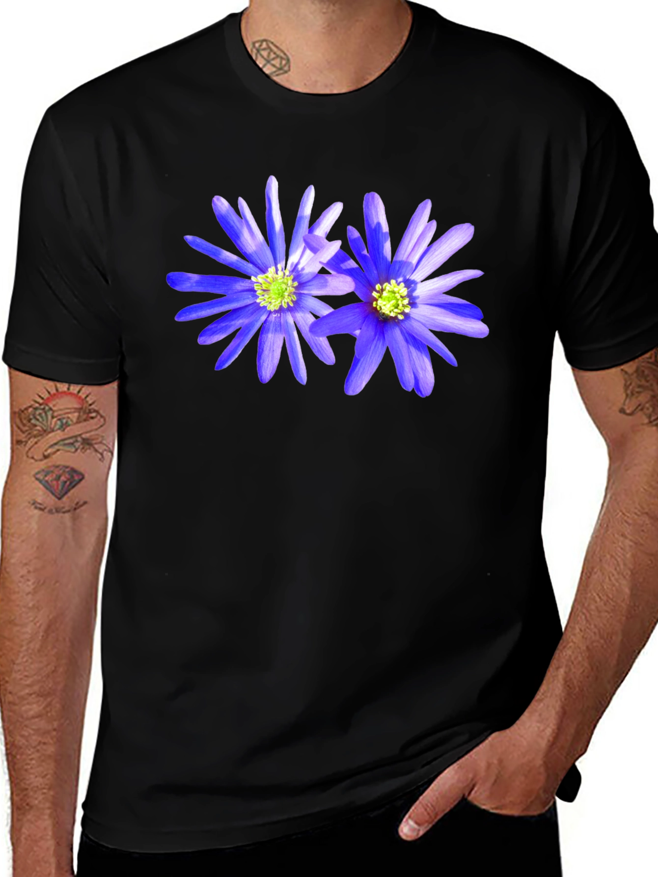 Variant 7 of Floral Graphic Tee - Men's Black T-Shirt
