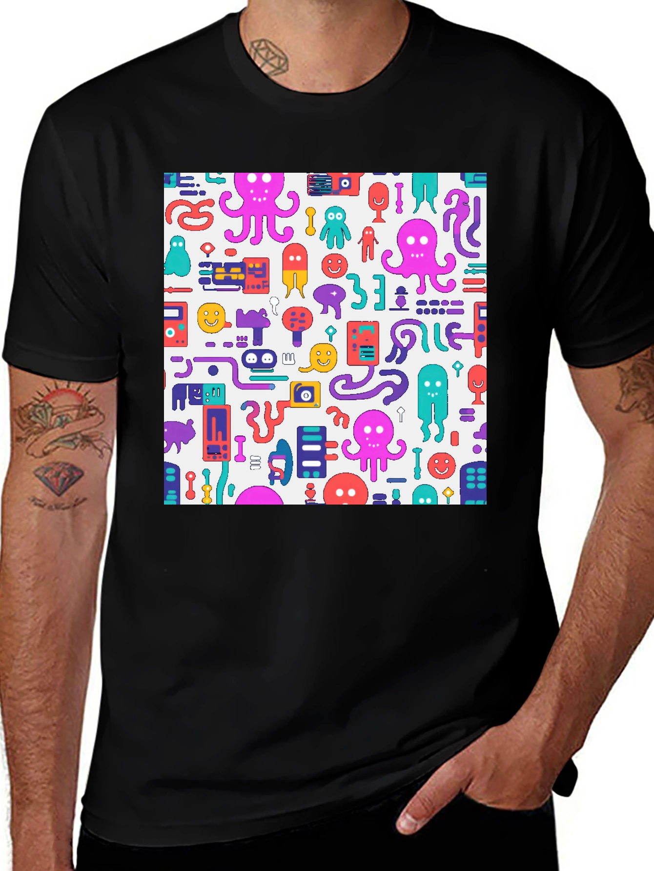 Variant 17 of Funky Graphic Print Crew Neck T-Shirt