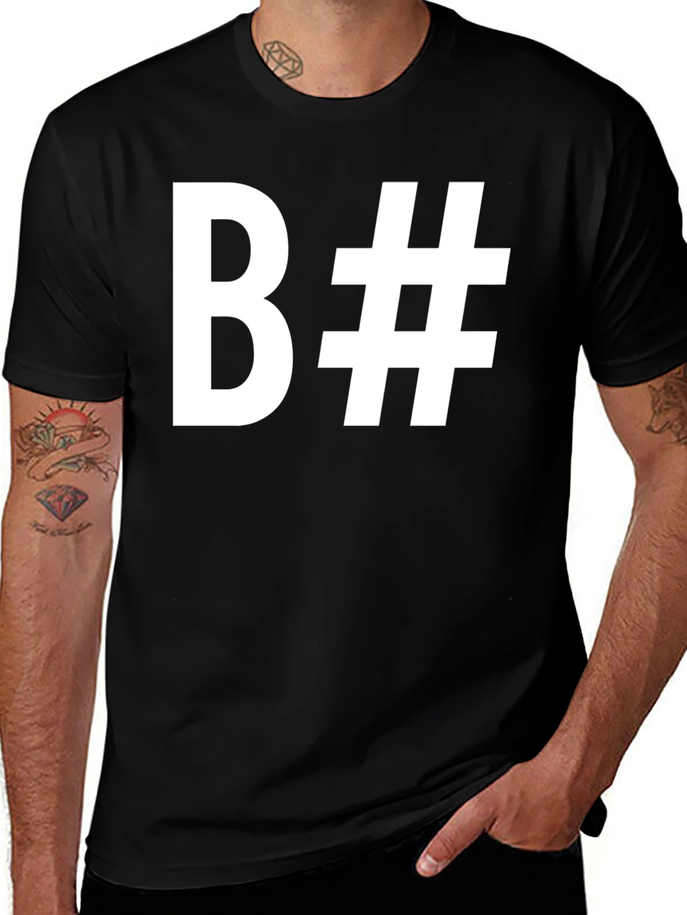 Variant 26 of B# Graphic Tee - Black Cotton Programmer T-Shirt