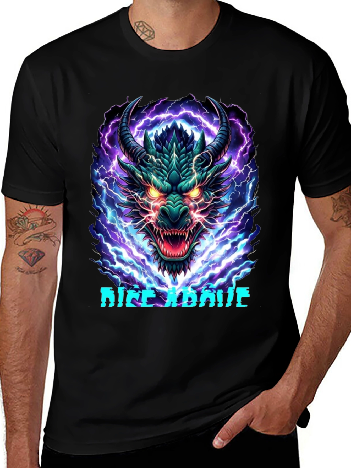 Variant 16 of Electric Dragon Graphic Tee - Black
