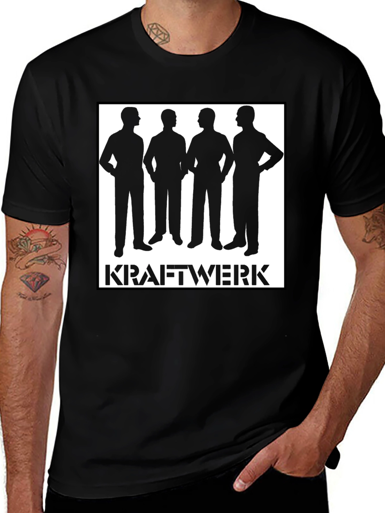 Variant 21 of Kraftwerk Band Silhouette Graphic Black T-Shirt