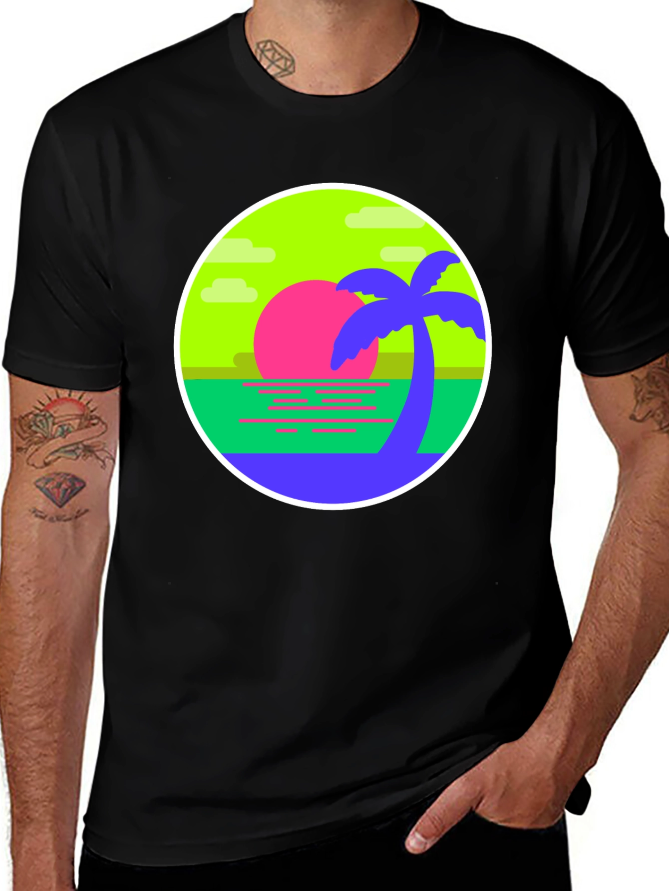 Variant 20 of Retro Palm Tree Graphic Tee