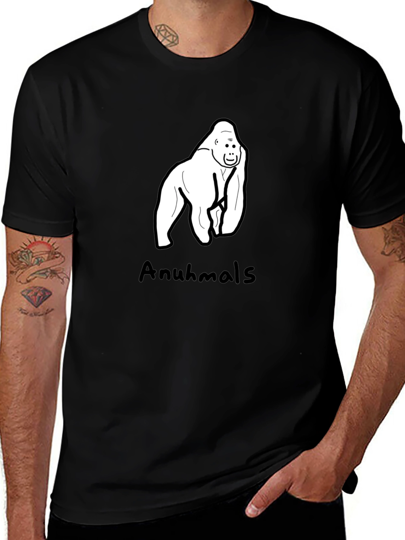 Variant 16 of Gorilla Cartoon Graphic Tee - Black Cotton