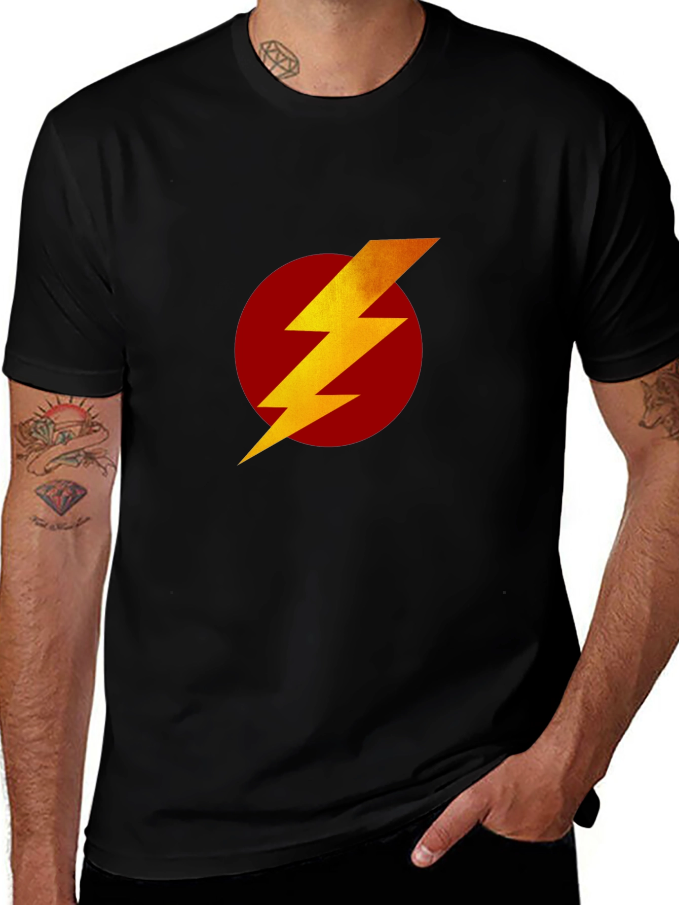 Flash Symbol T-Shirt - Black Superhero Tee