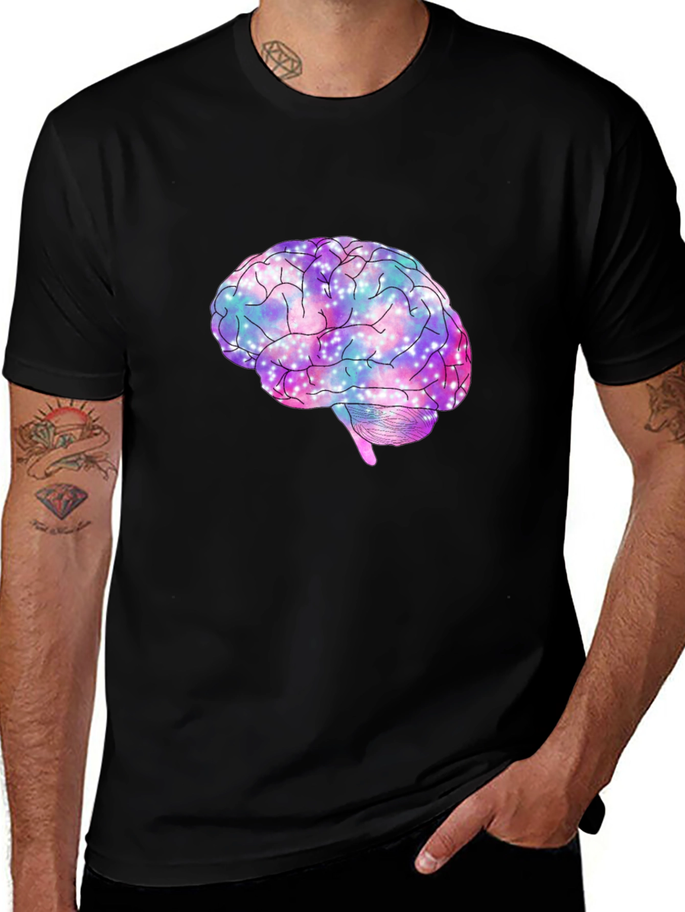Variant 3 of Galaxy Brain Graphic T-Shirt - Black